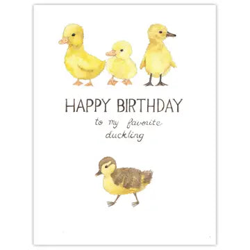 Duckling Birthday Card - Watercolor Greeting Card