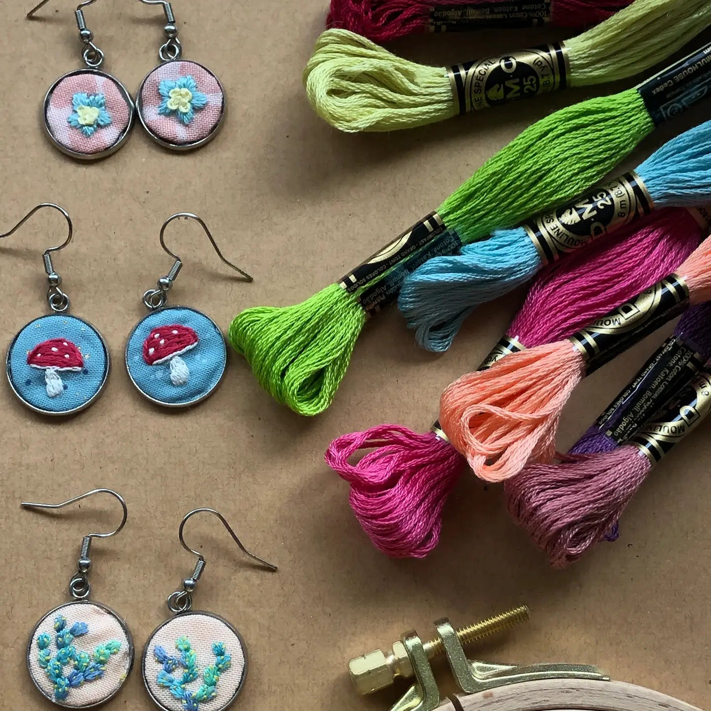 Earrings - Beginner Hand Embroidery Diy Craft Kit