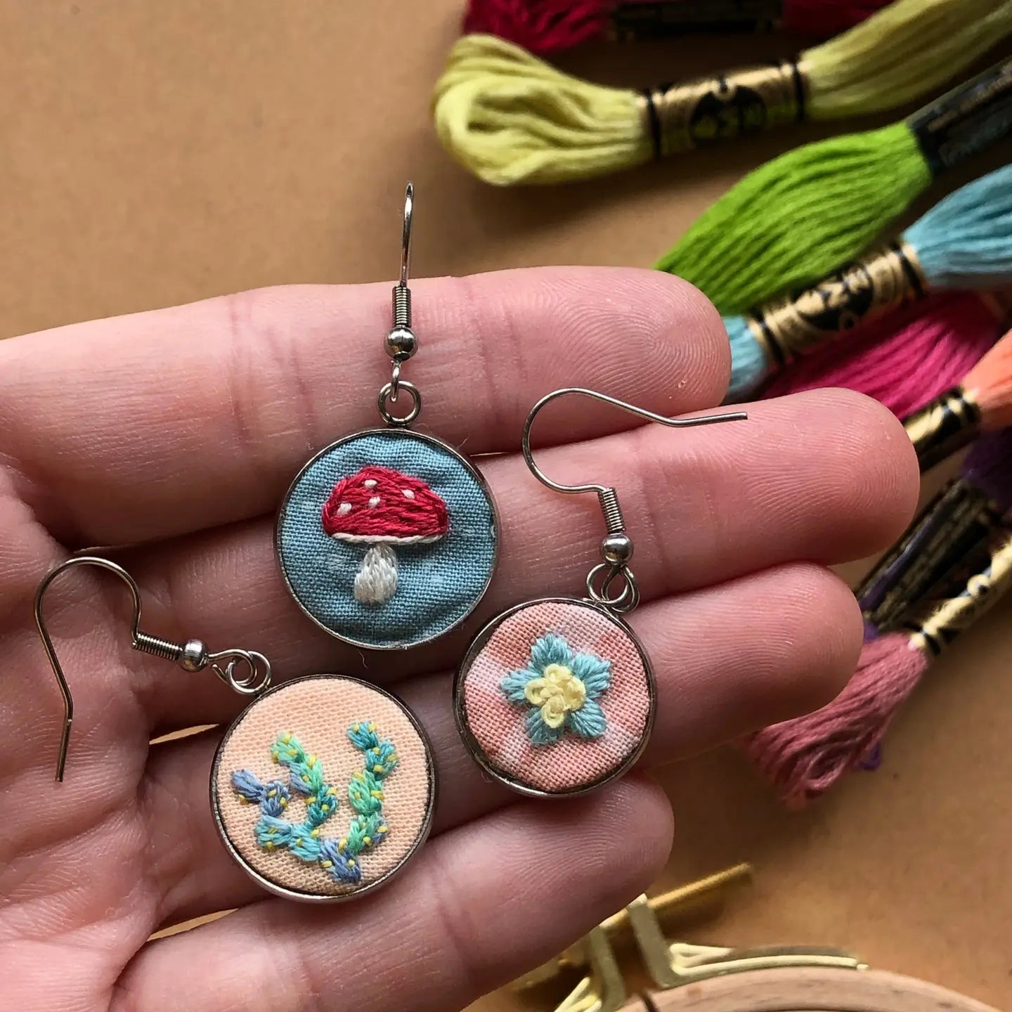 Earrings - Beginner Hand Embroidery Diy Craft Kit