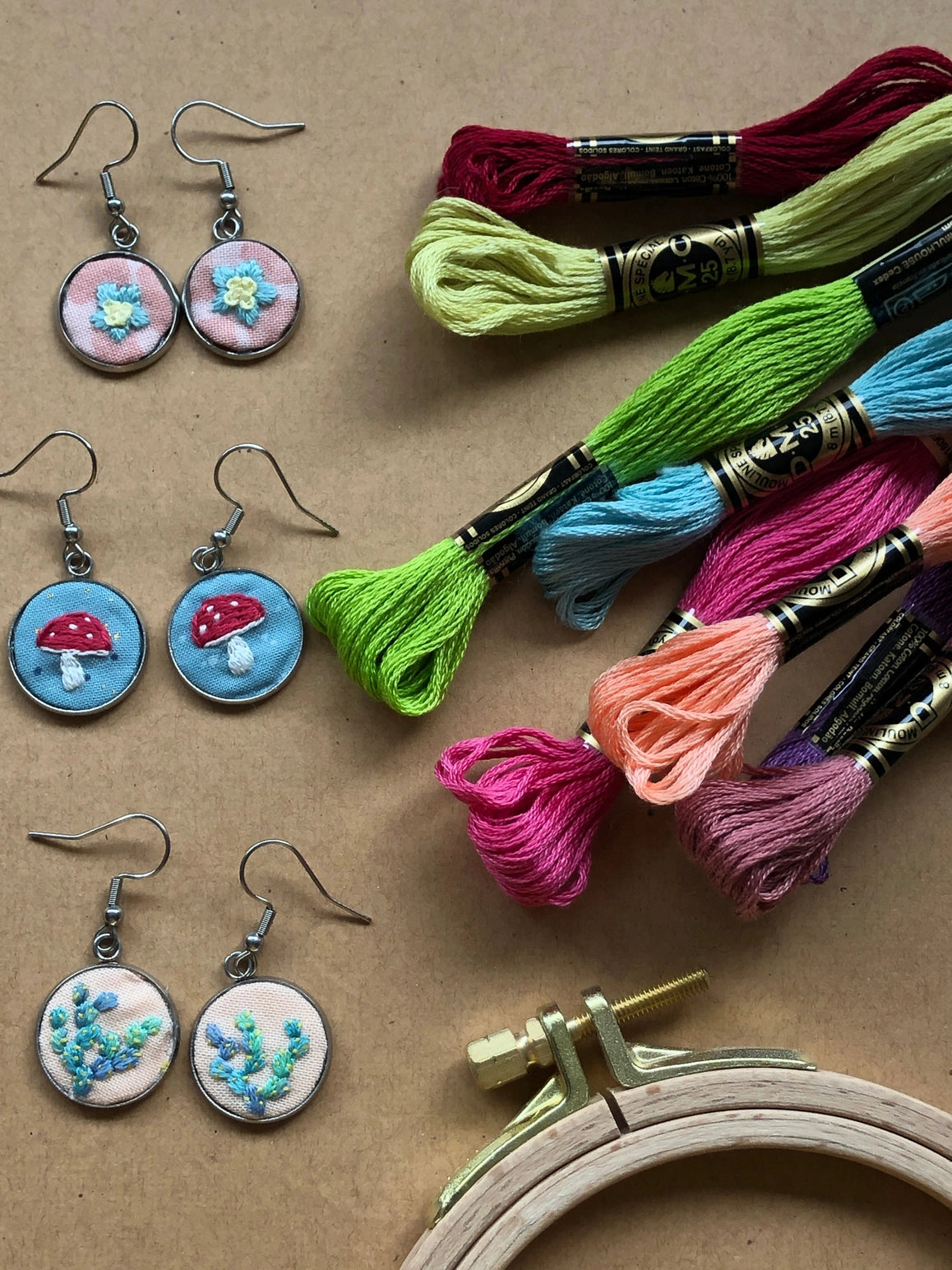 Earrings - Beginner Hand Embroidery Diy Craft Kit