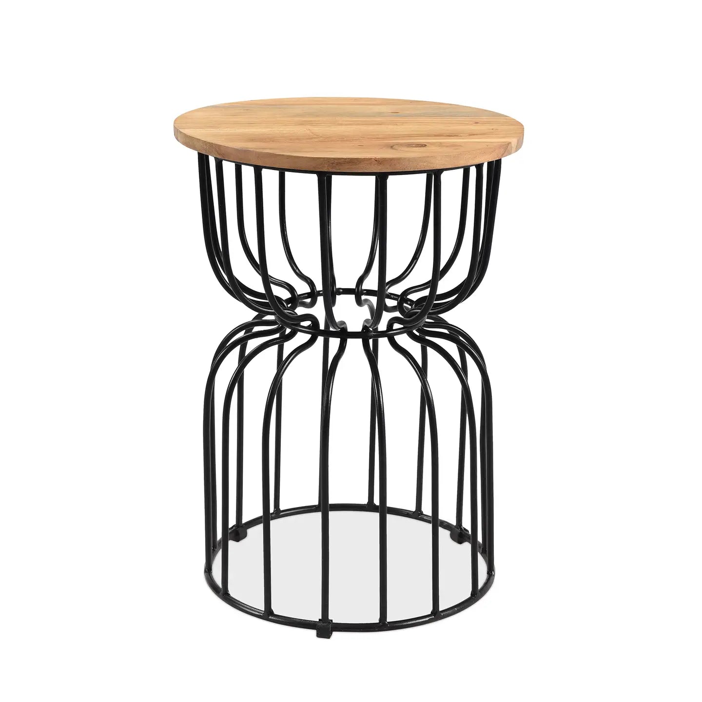 End Table in Mango Wood and Iron