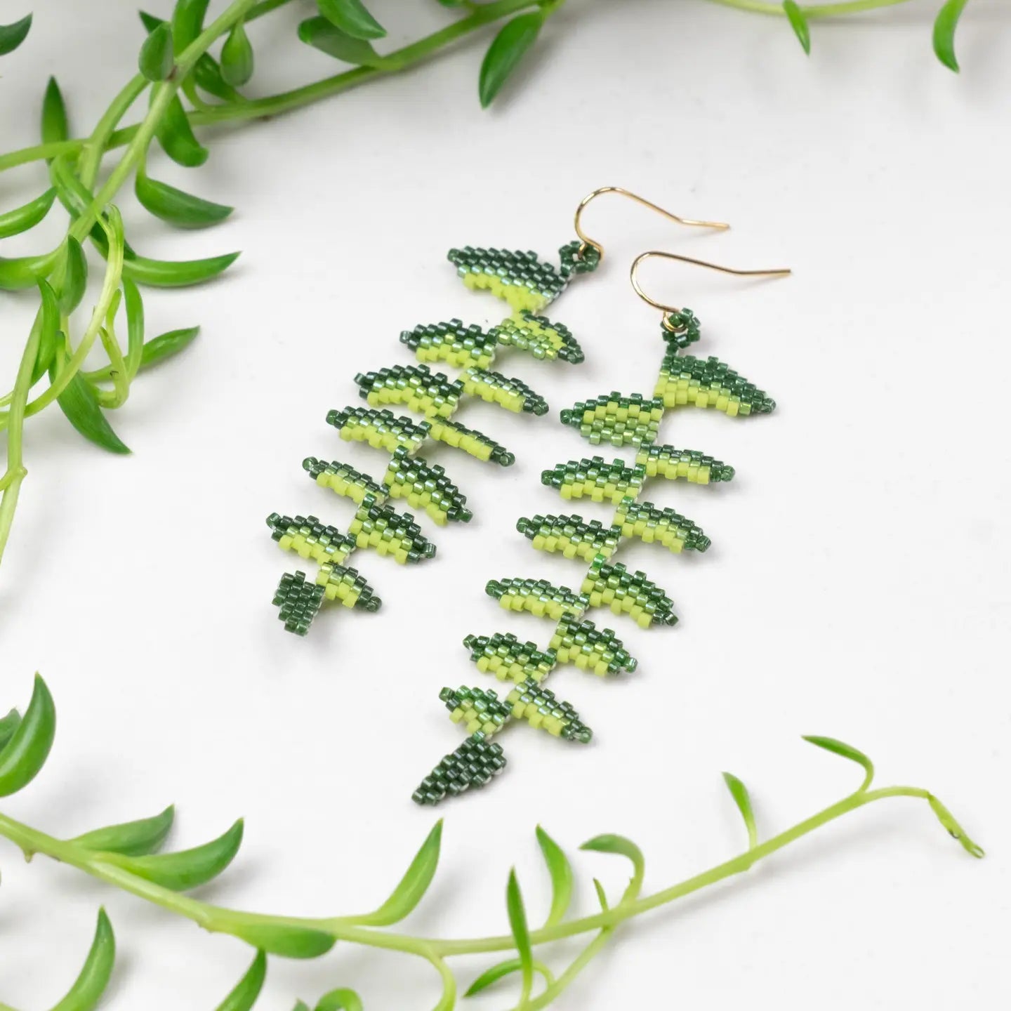 Fern - Glass Bead Earrings