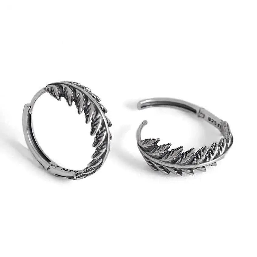 Fern Huggie Hoops Sterling Silver