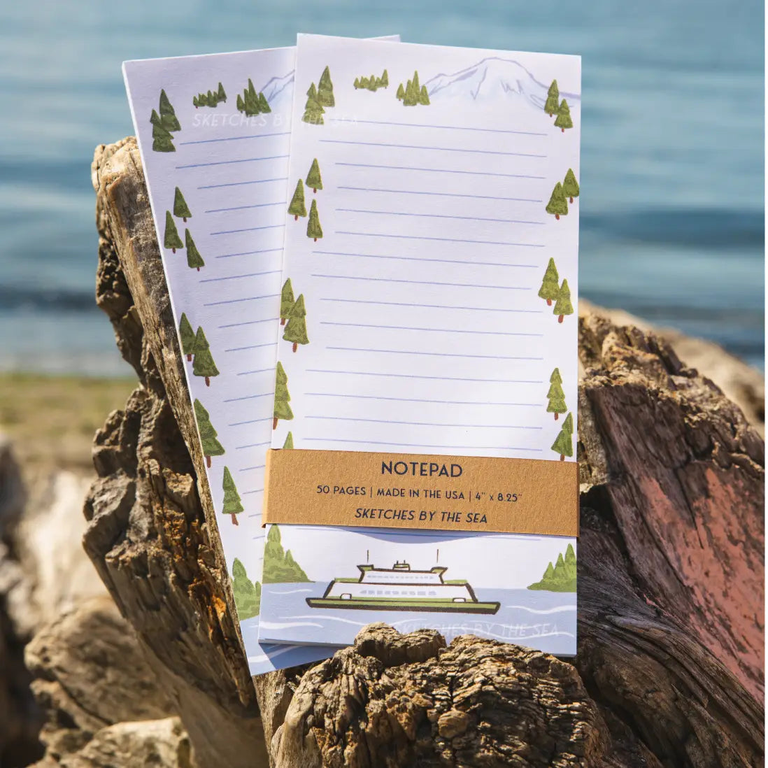 Ferry + Mountain Notepad. Cute PNW Stationery Notes