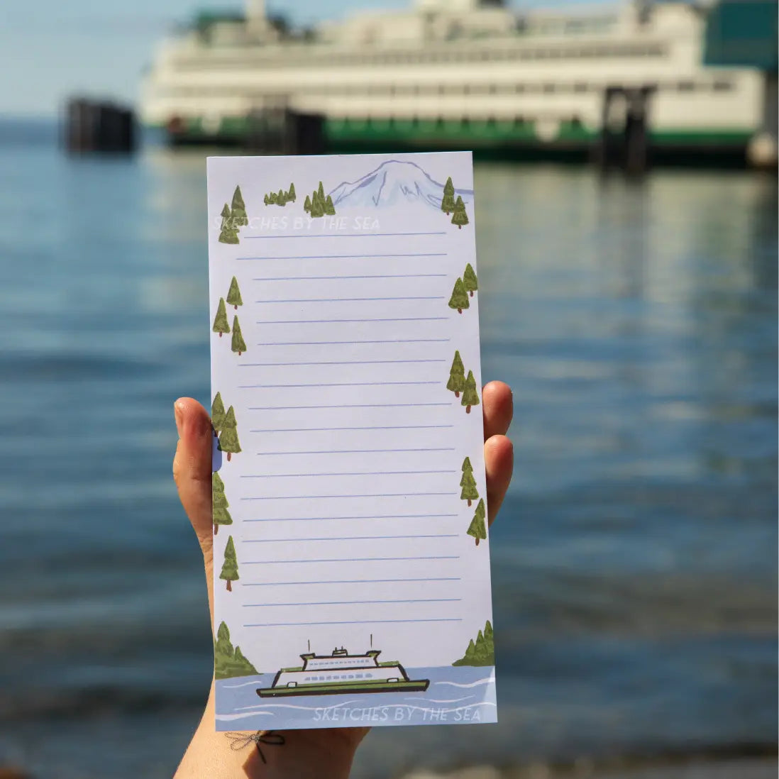 Ferry + Mountain Notepad. Cute PNW Stationery Notes