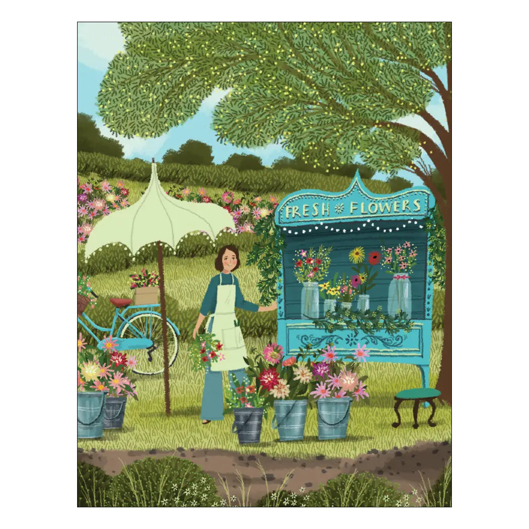 Flower Stand Birthday Greeting Card