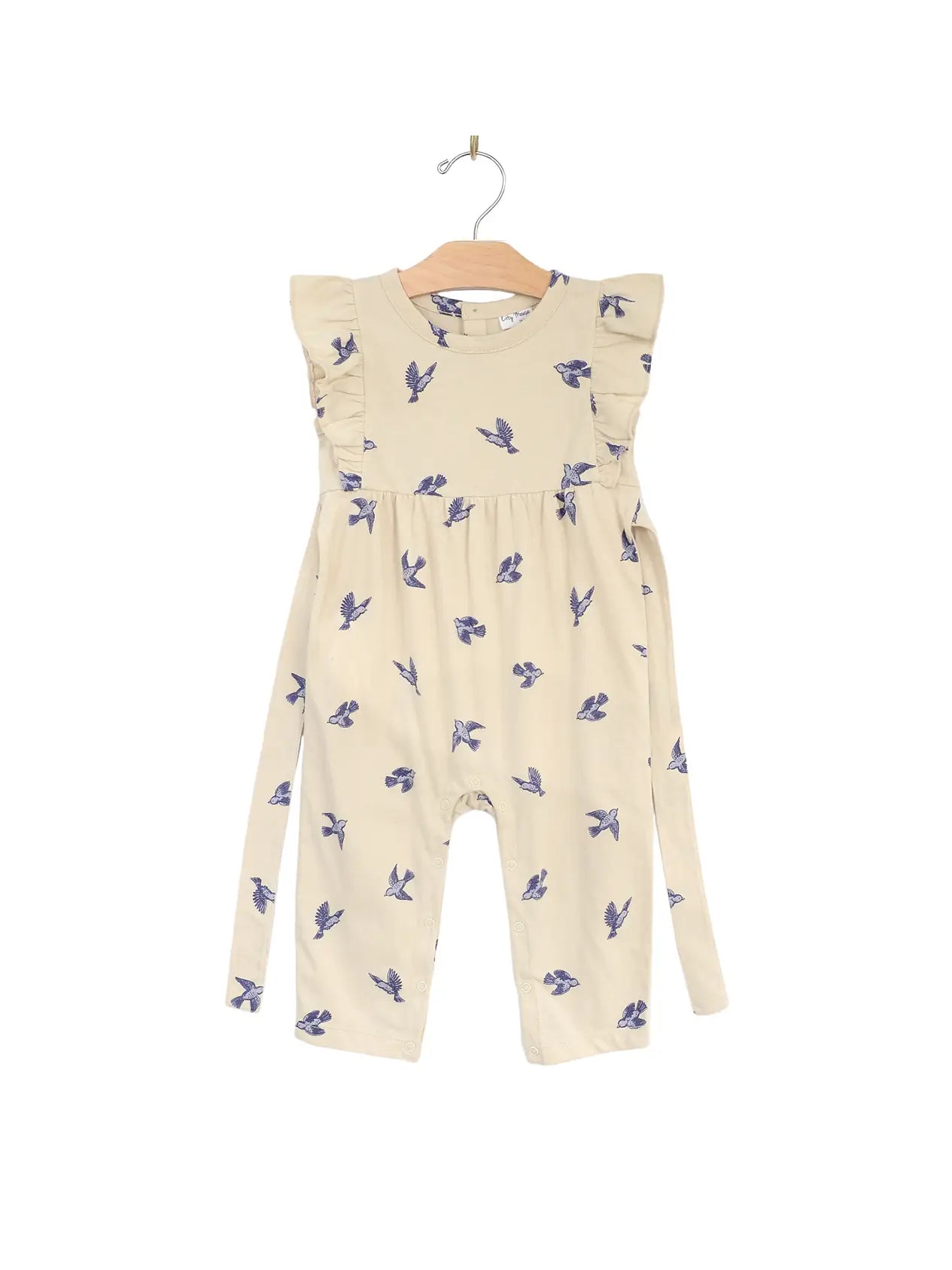 Flutter Long Romper- Bluebirds