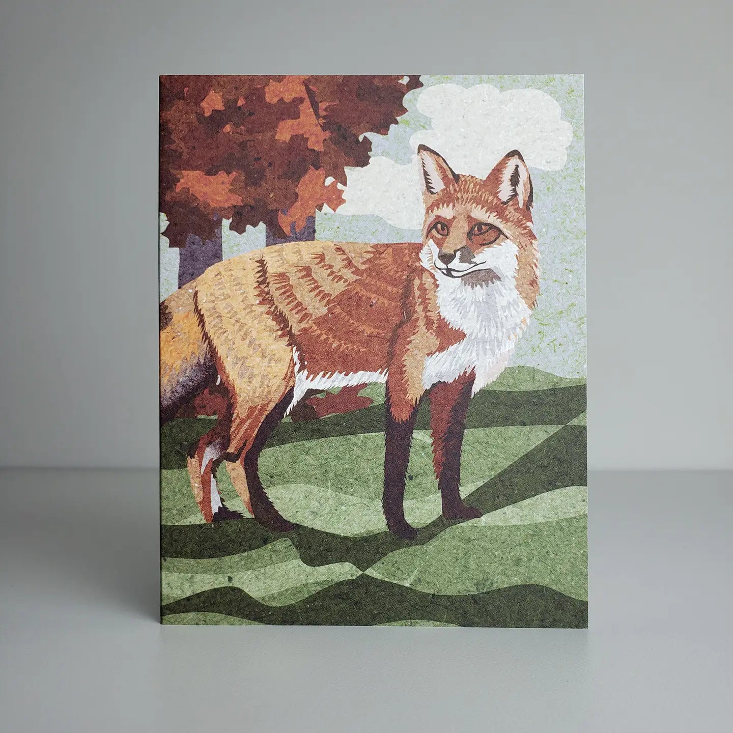 Fox and Falling Leaves Blank Greeting Card