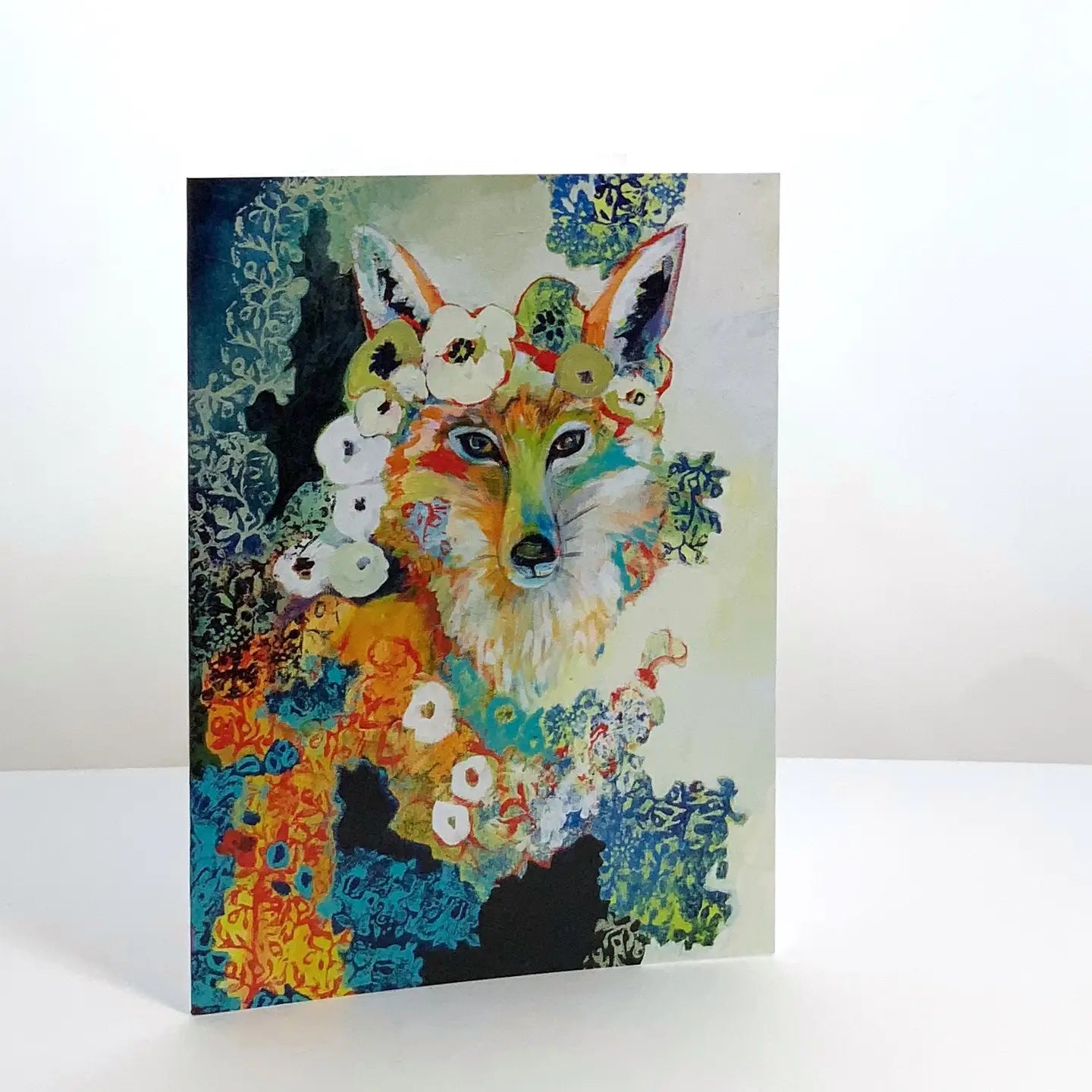 Fox in Flowers Blank Note Card