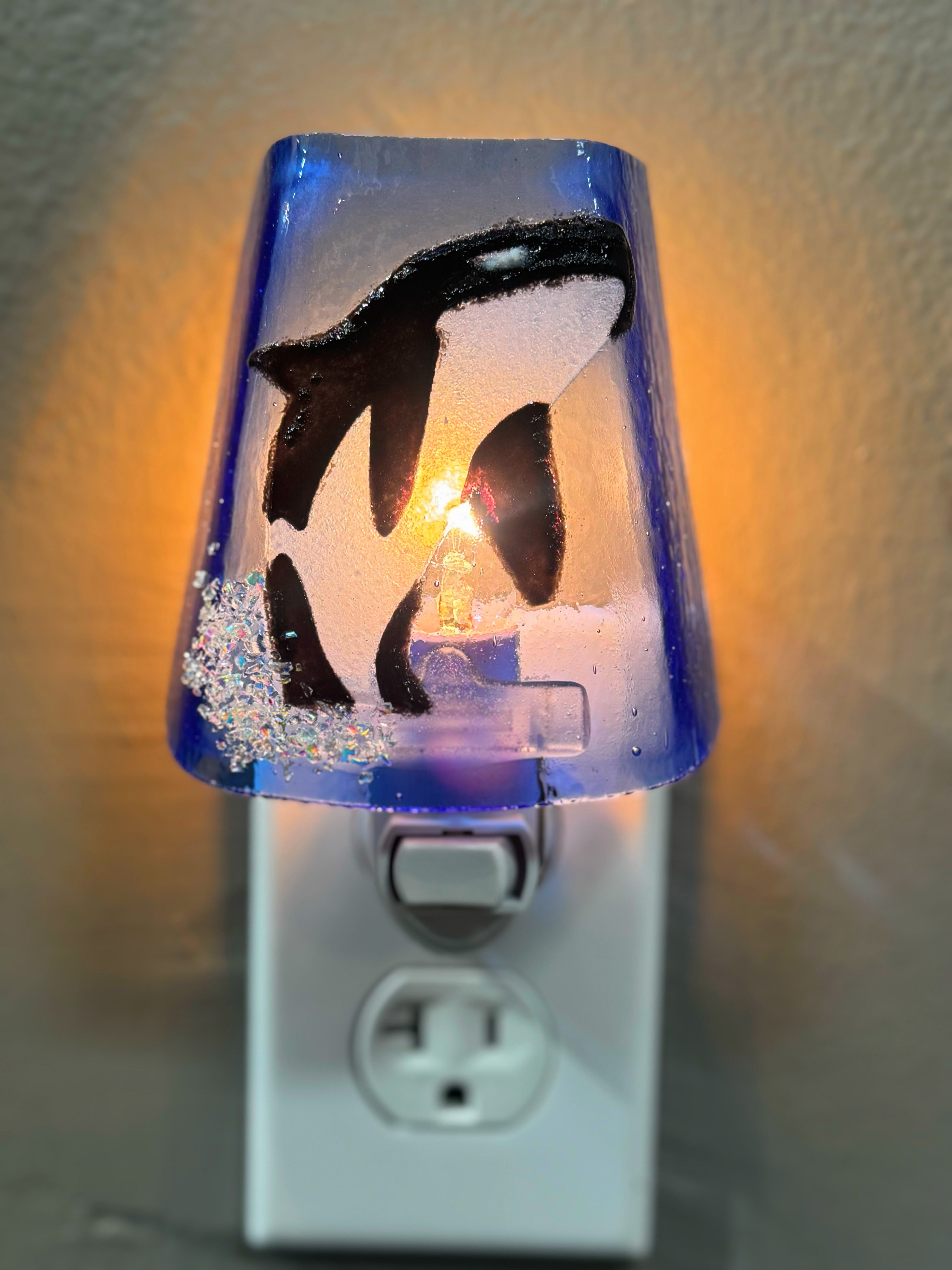 Orca Night Light by Nixon Art Glass