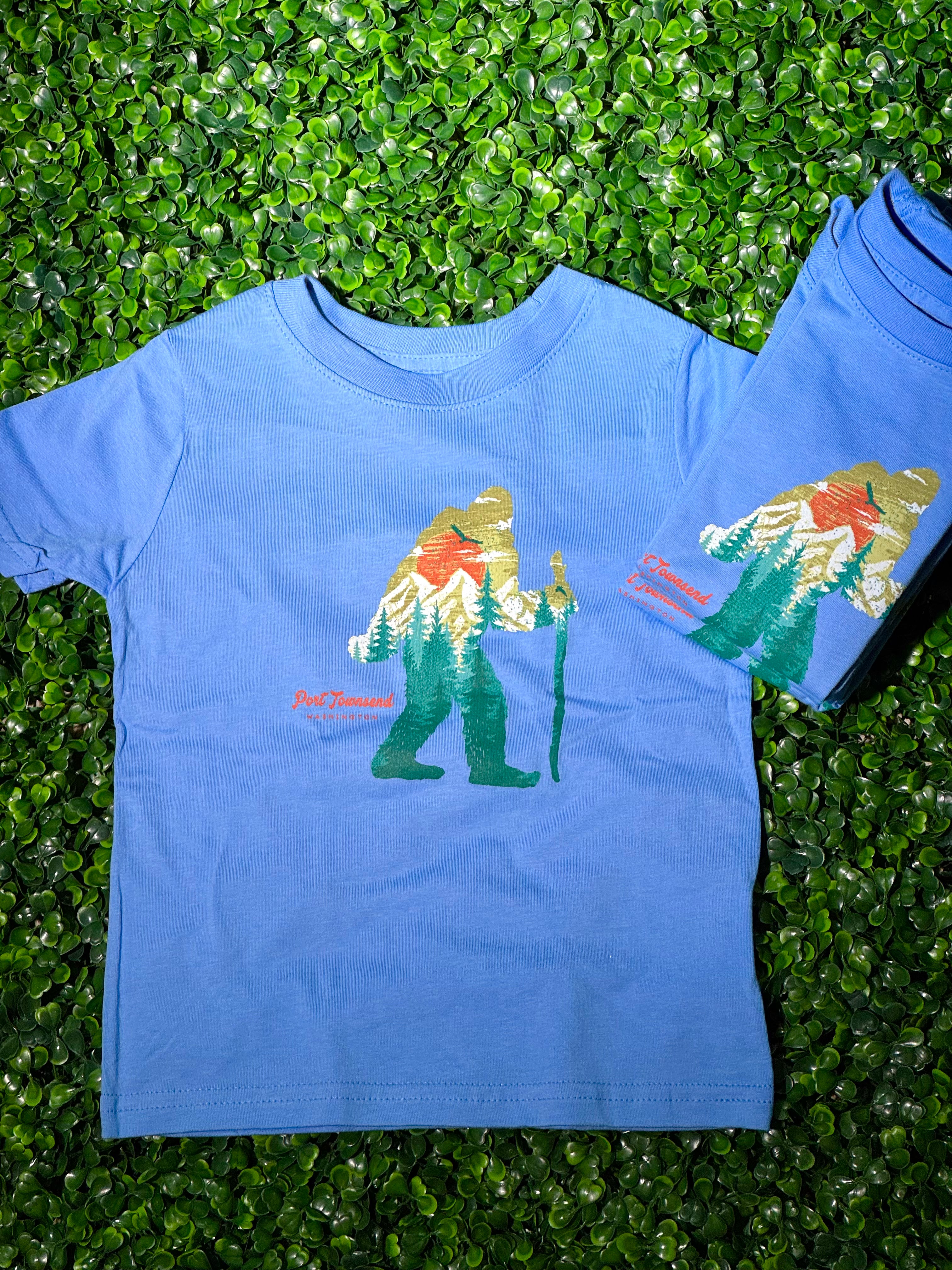 Port Townsend Squatch Hike Youth Blue Shirt