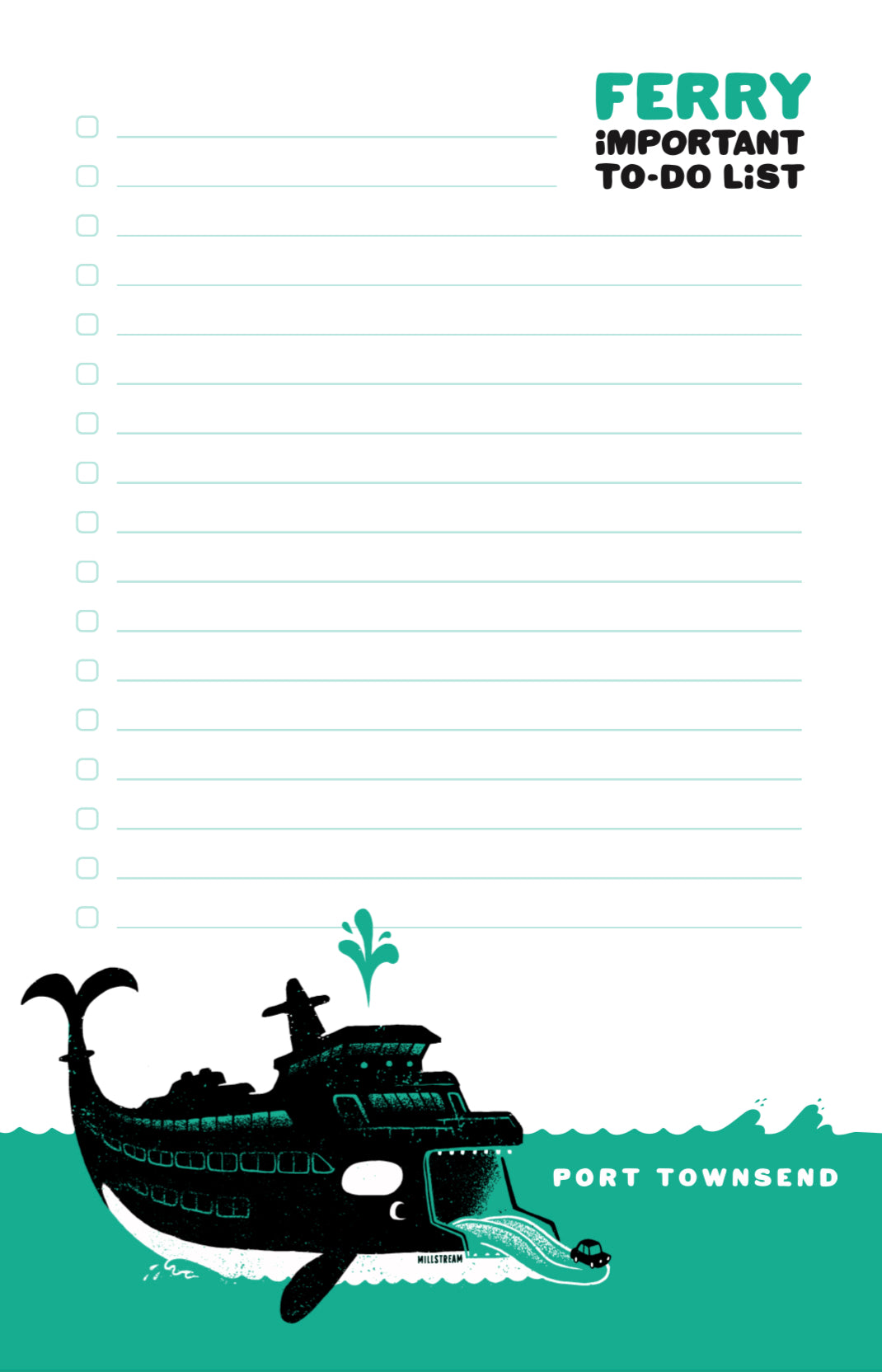 Port Townsend Orca Ferry To Do List Notepad | Large
