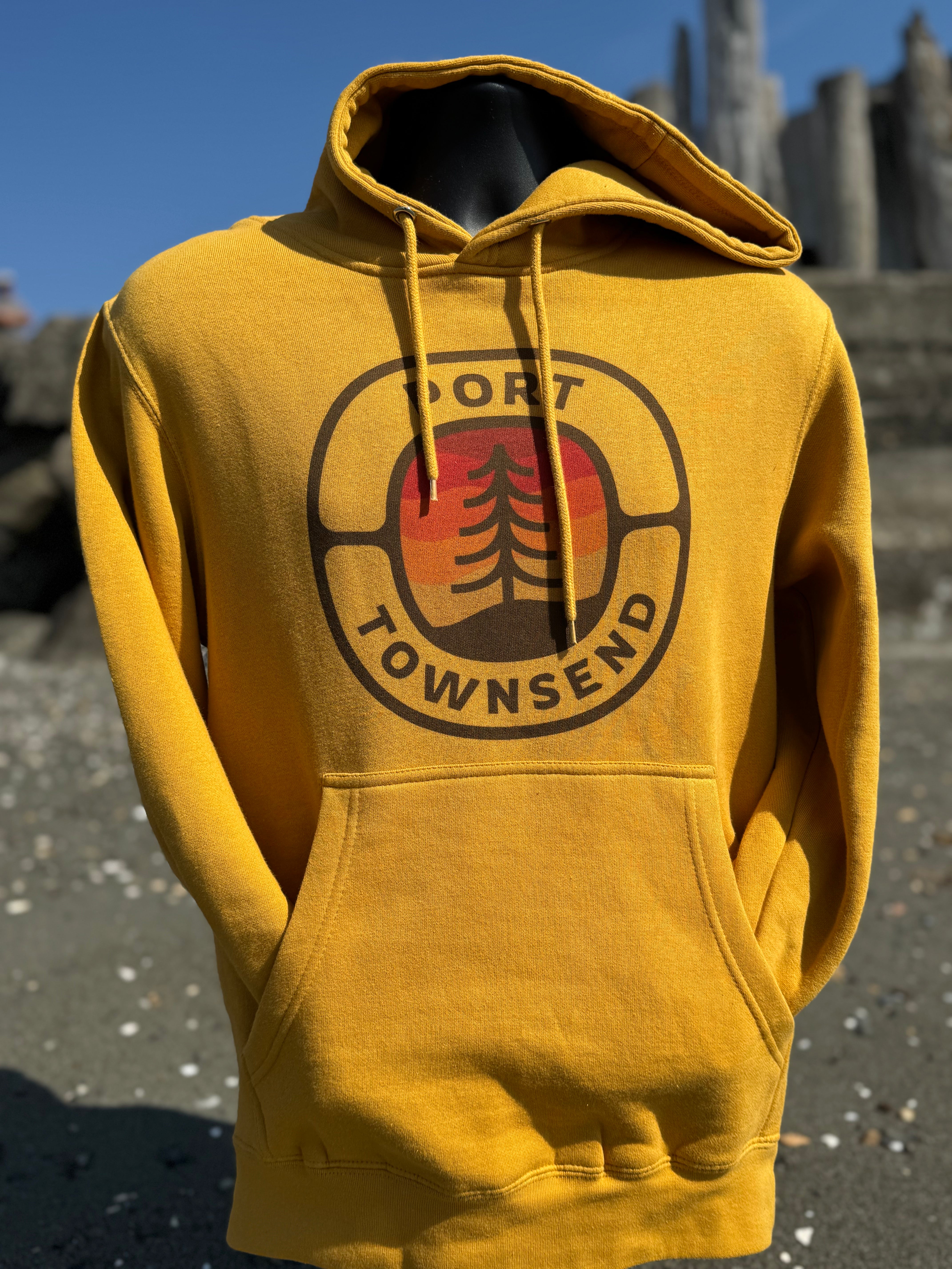 Port Townsend Sunset Tree Hoodie- Mustard