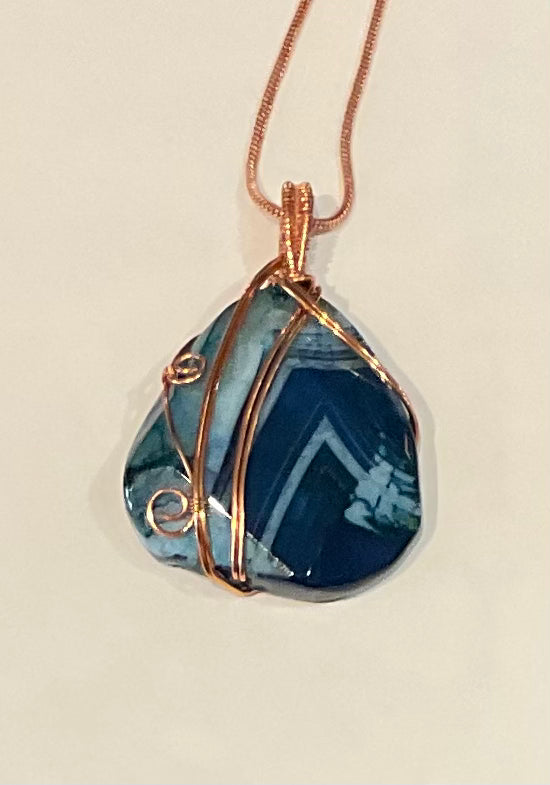 Brazilian Agate Wire Wrapped Pendant