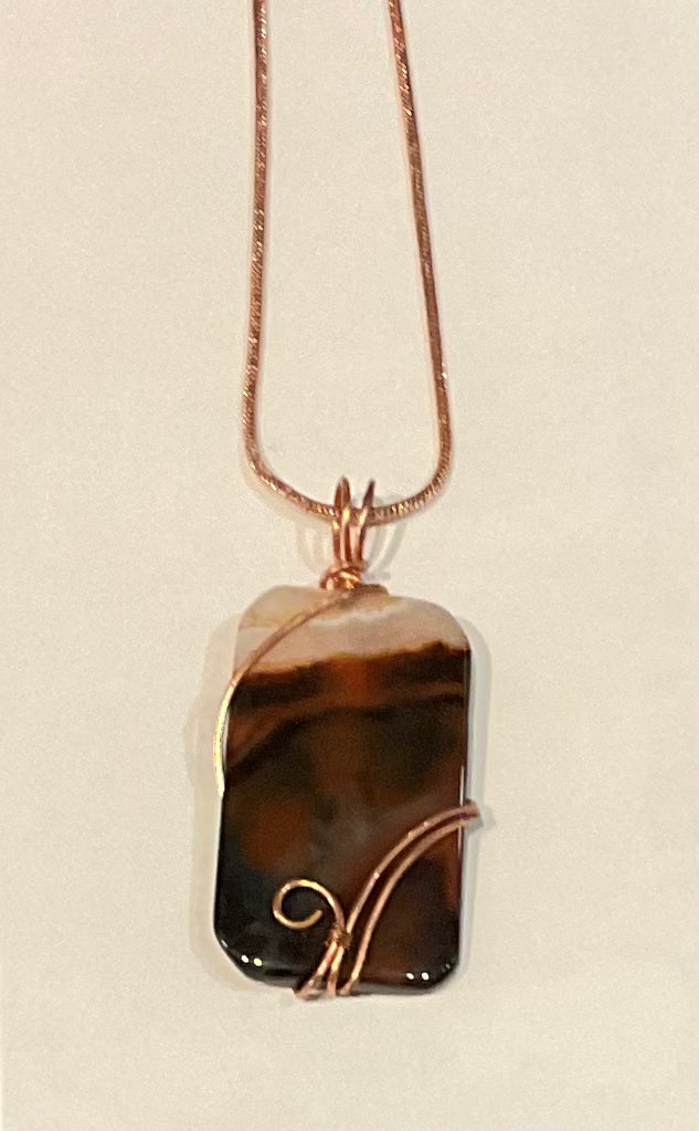 Mexican Fire Agate Wrapped Necklace