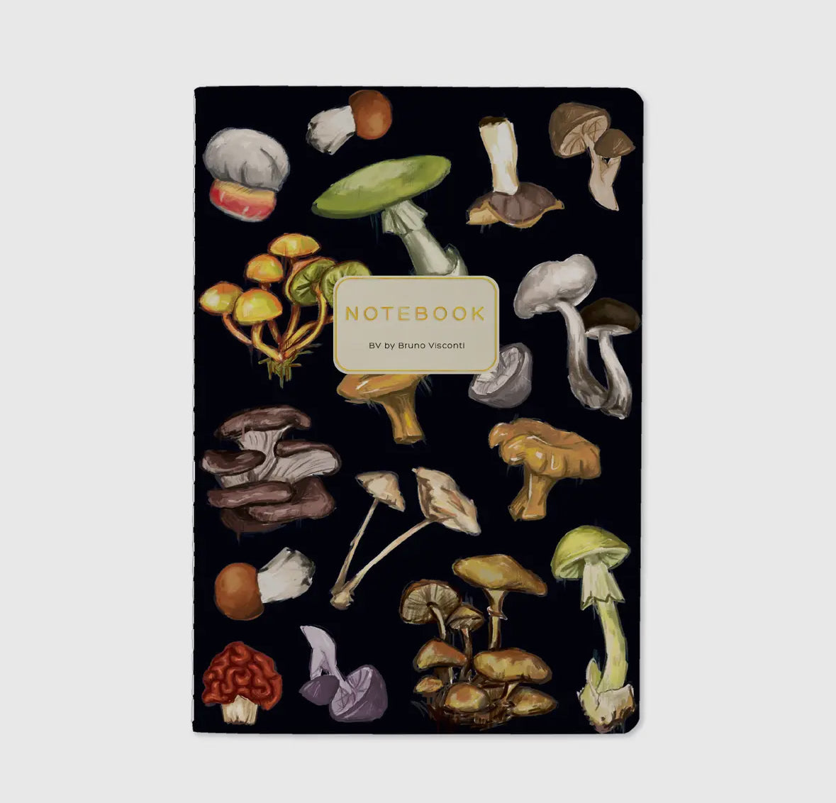 Mushrooms on Black Notebook