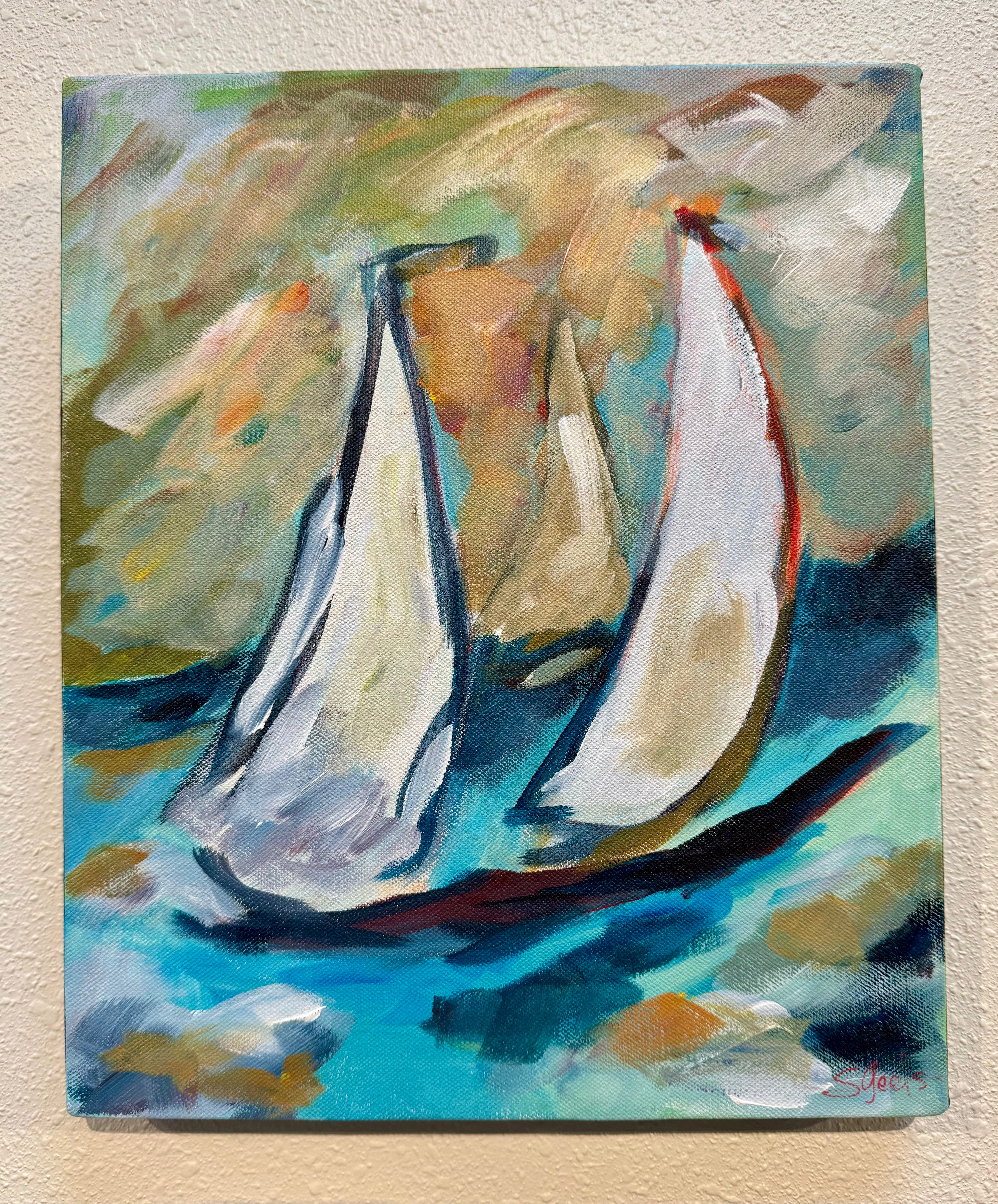 Three Sailing in Storm by Sharon Geels