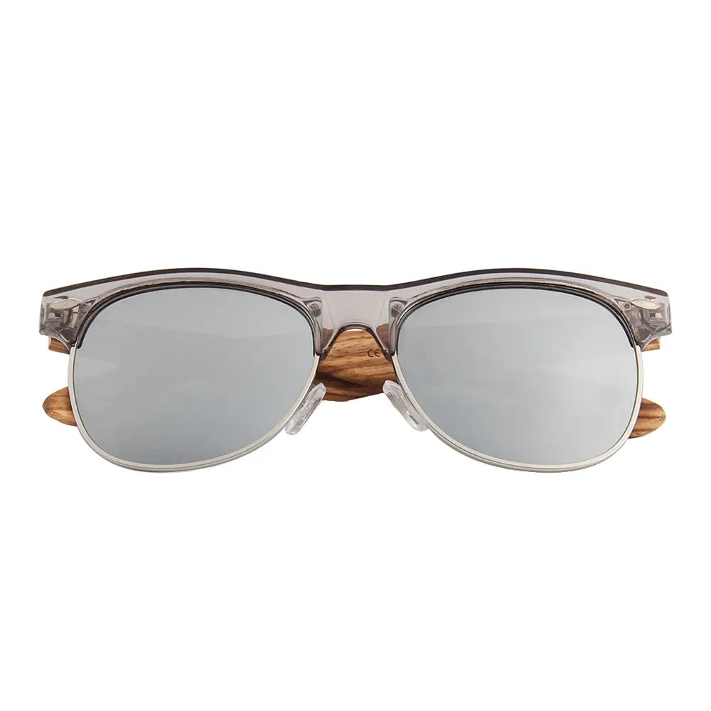 Hybrid Zebra Wood Browline Retroshade Sunglasses