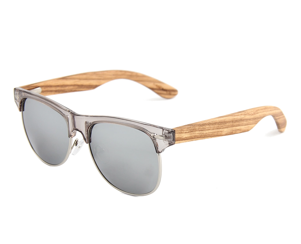 Hybrid Zebra Wood Browline Retroshade Sunglasses