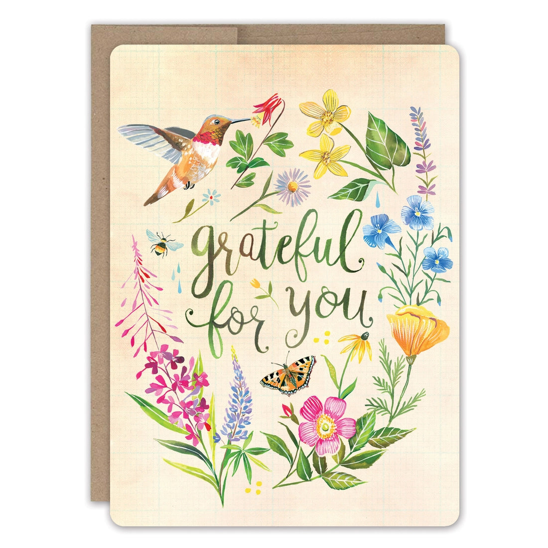 Grateful Hummingbird Thank You Card