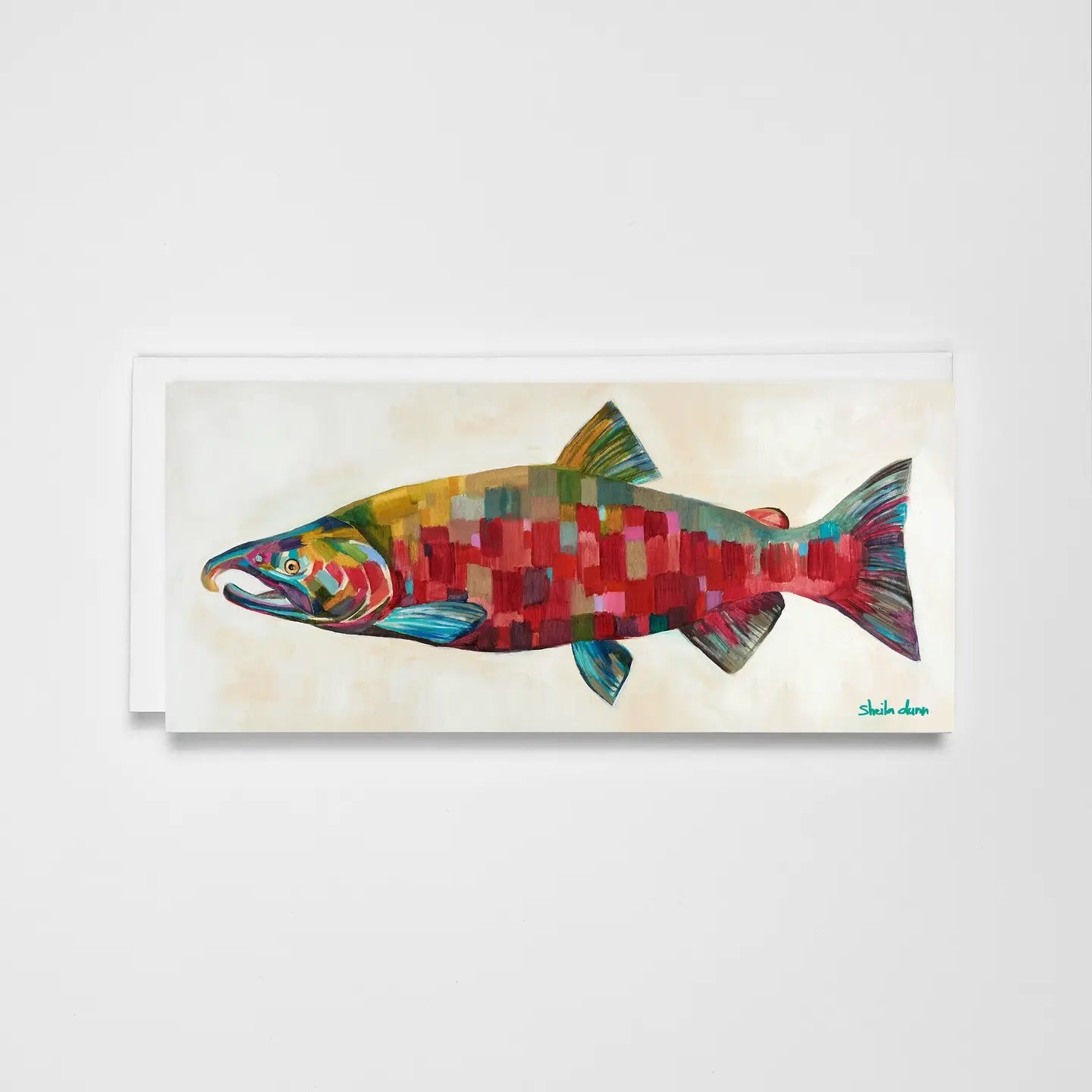 Greeting Card of Coho Salmon Painting