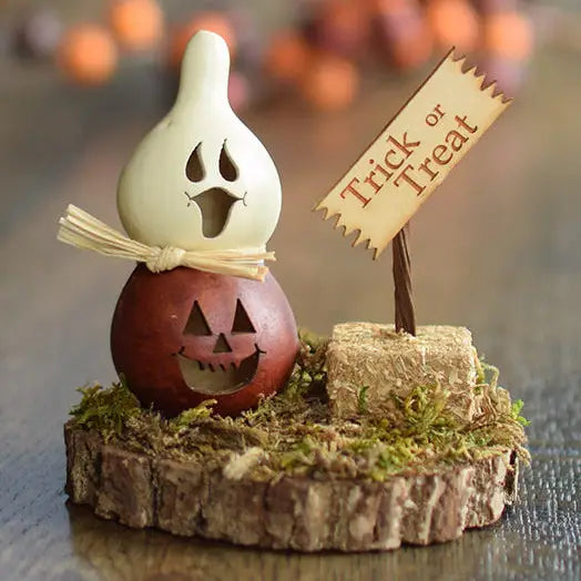 Hand-Crafted Gourd Scene - Casper Jack Scene - Fall Decor