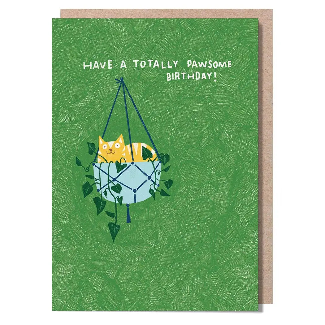 Hanging Cat Birthday Card