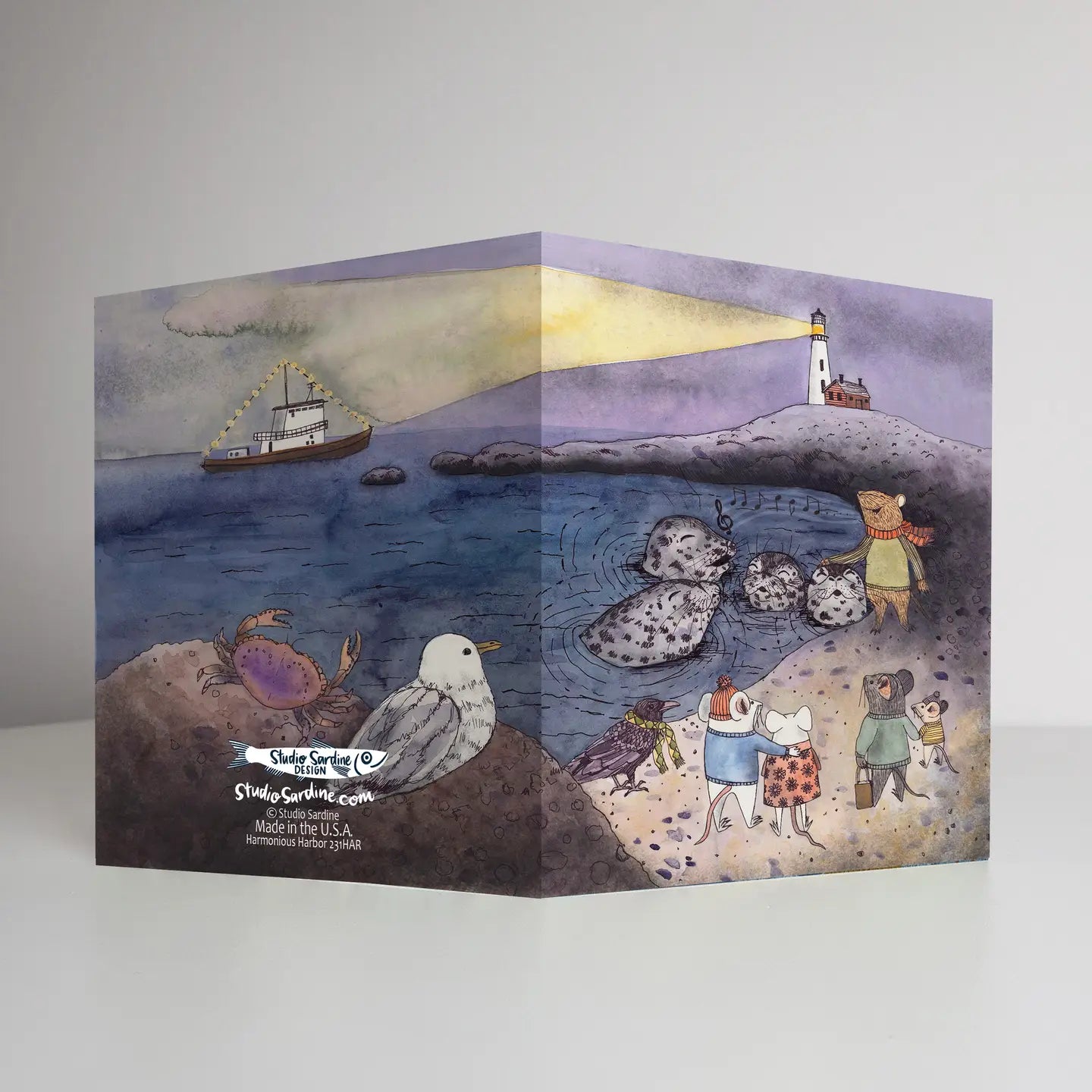 Harmonious Harbor Greeting Card by Studio Sardine