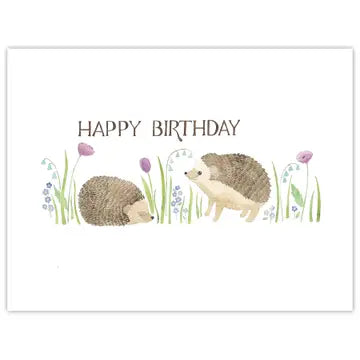 Hedgehogs Birthday Card - Watercolor Greeting Card