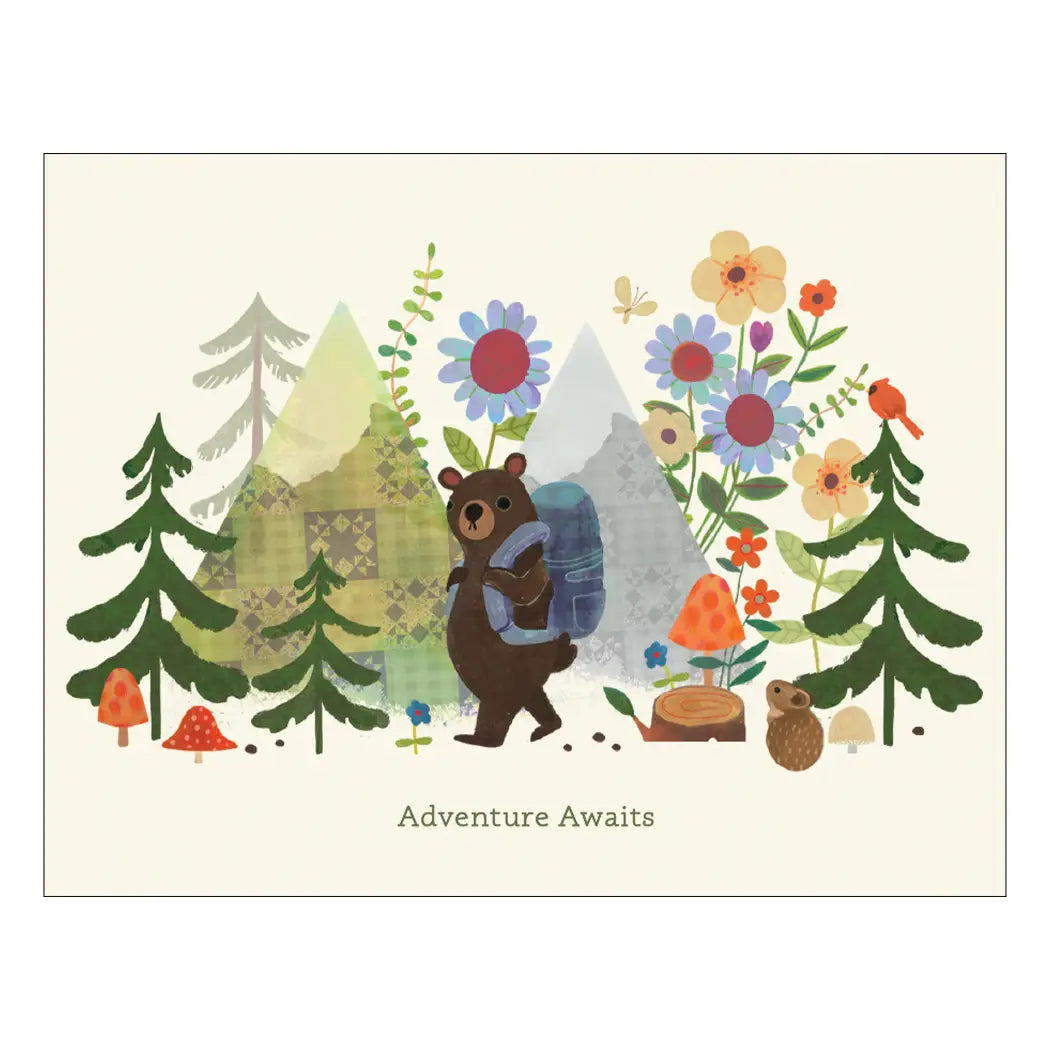 Hiking Bear Birthday Greeting Card