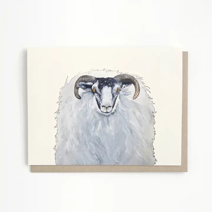 Horned Sheep Blank Inside Greeting Card