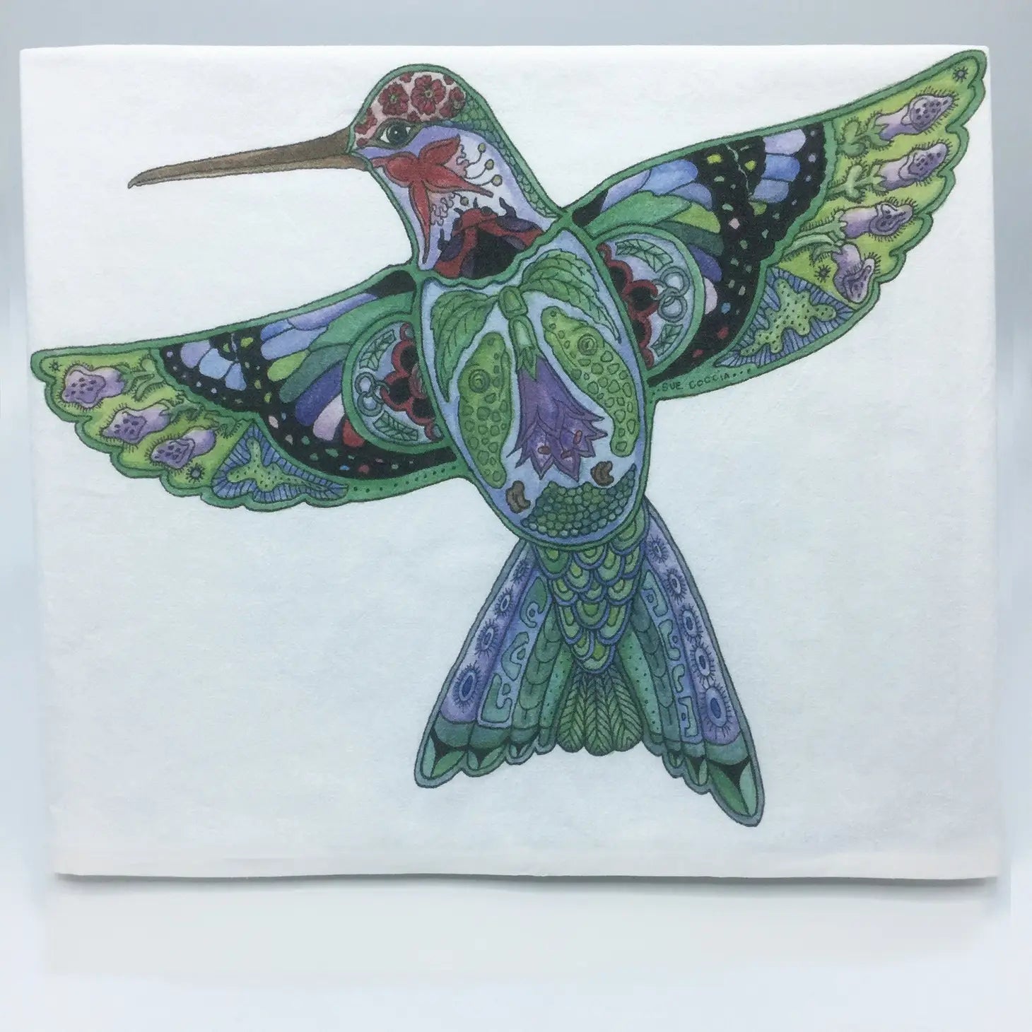 Native Art  Totem Hummingbird Towel
