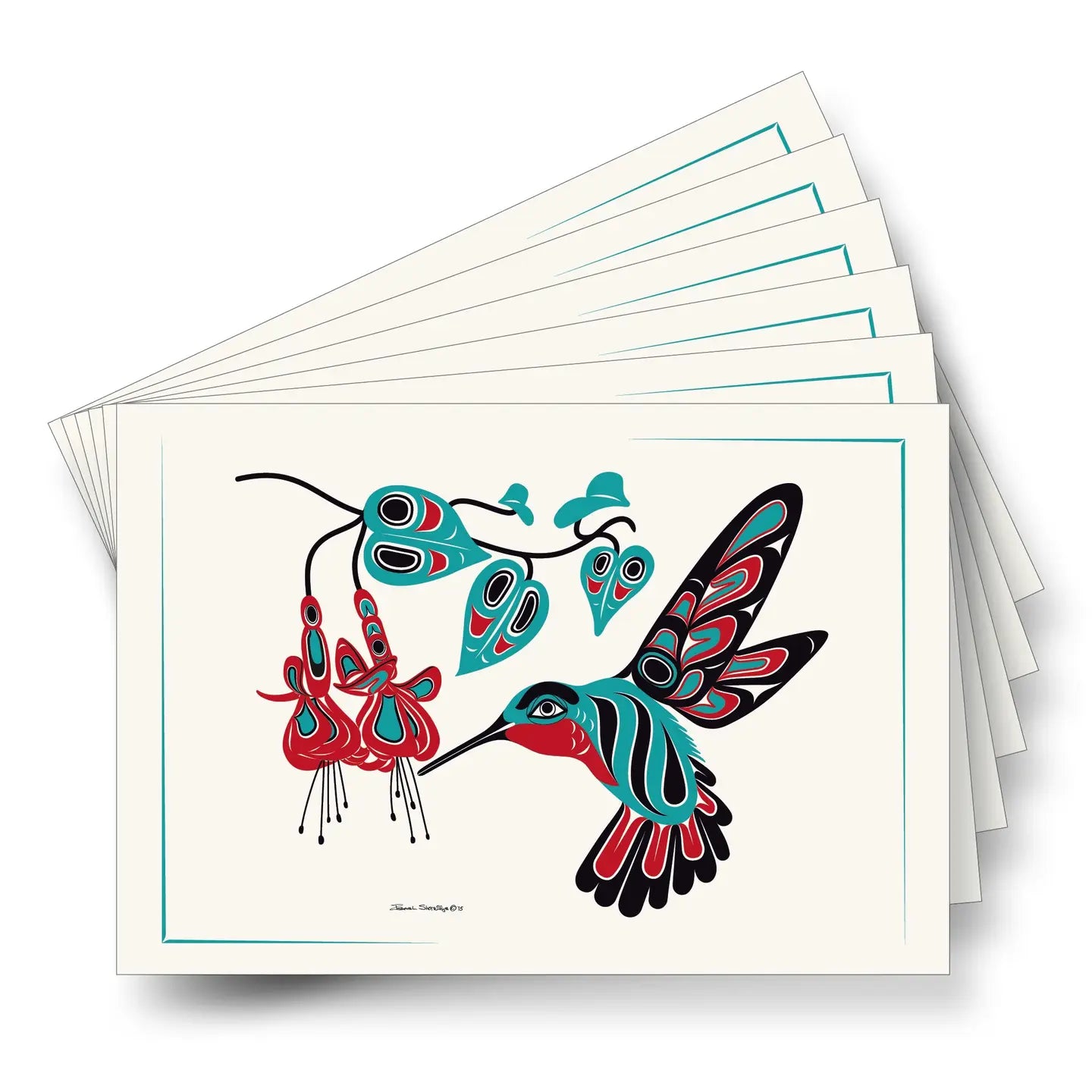 Hummingbird & Fuchsia - Sleeved Formline Art Cards