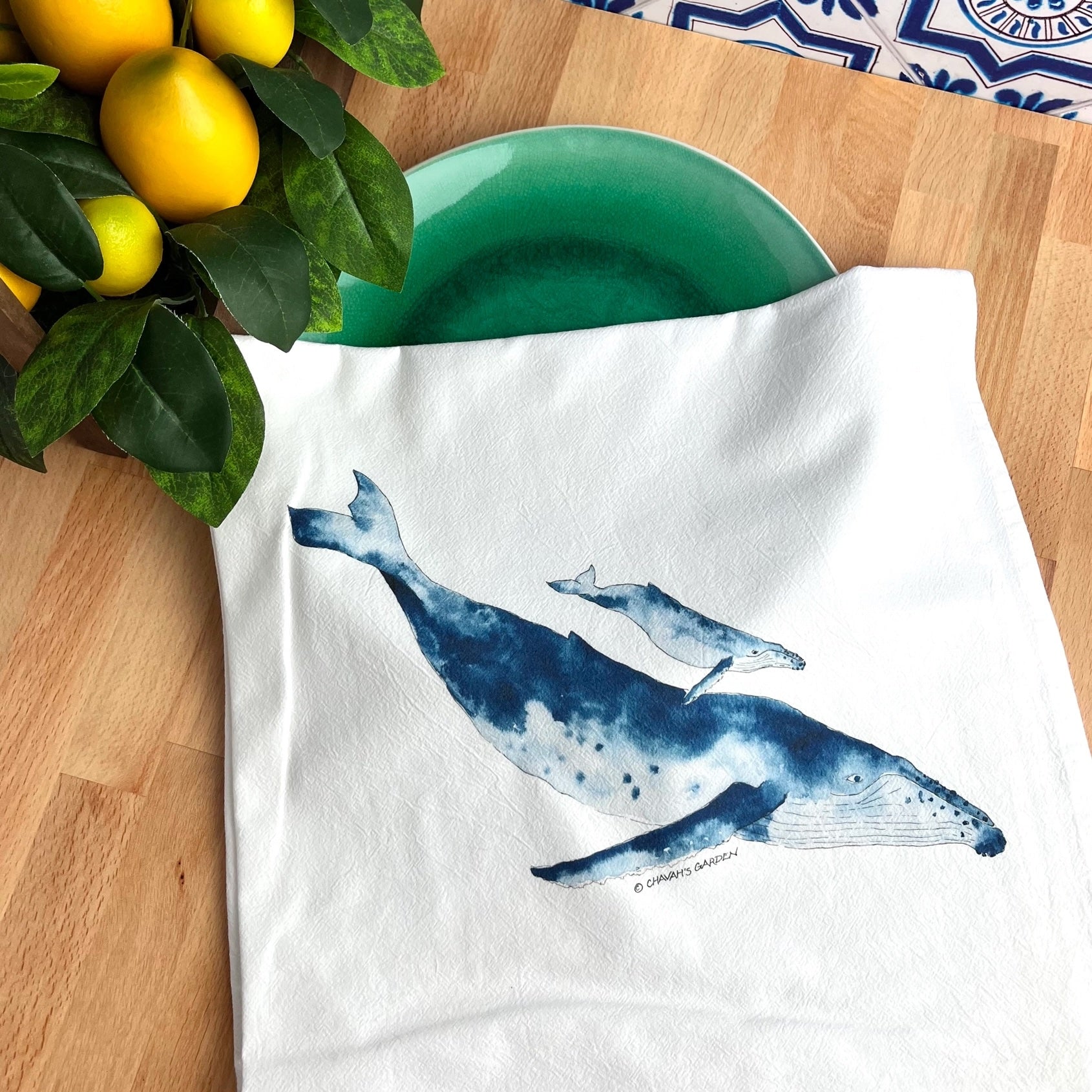 Humpback Whale Flour Sack Tea Towels