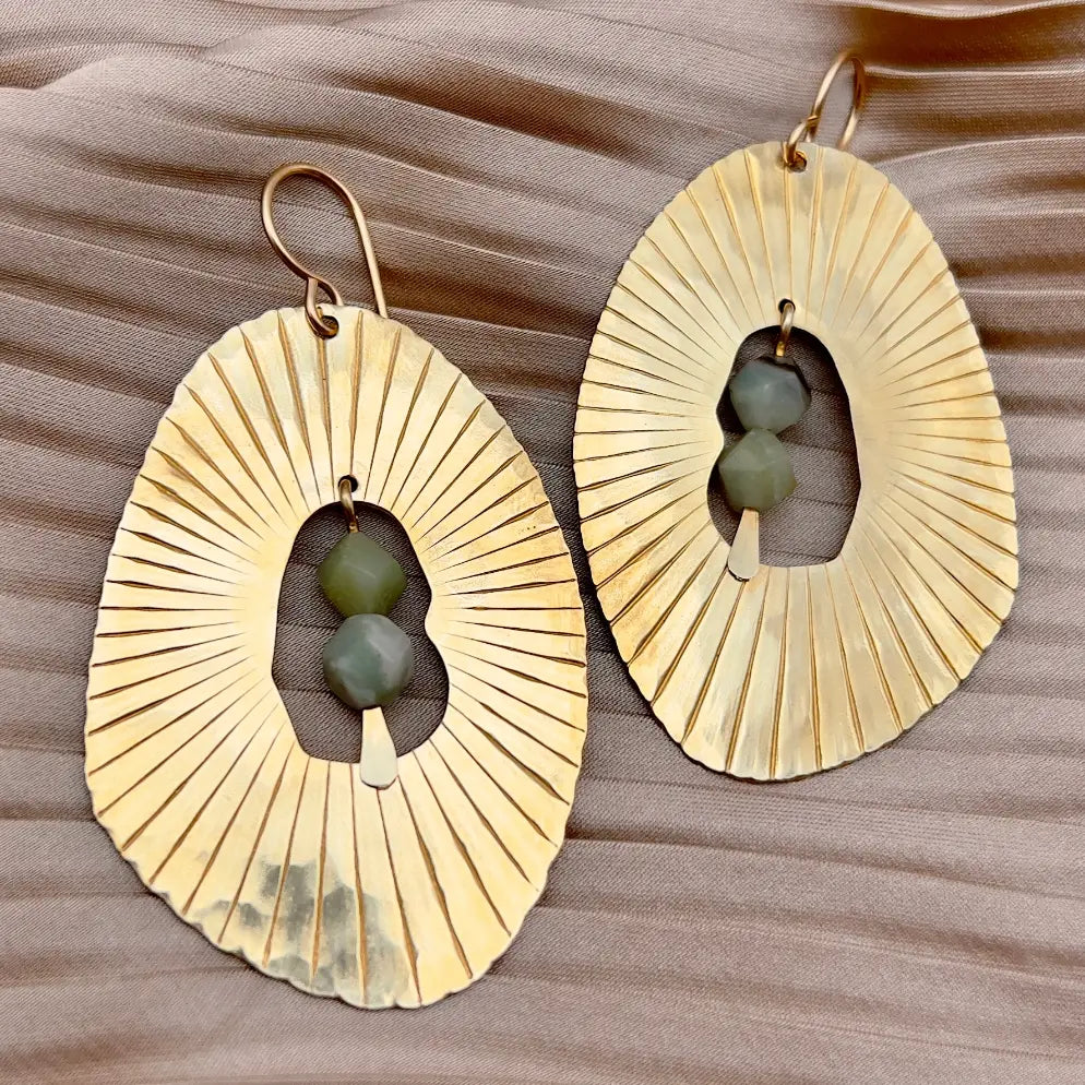 Illumination Earrings  Gold w/ Berry Ocean Jasper