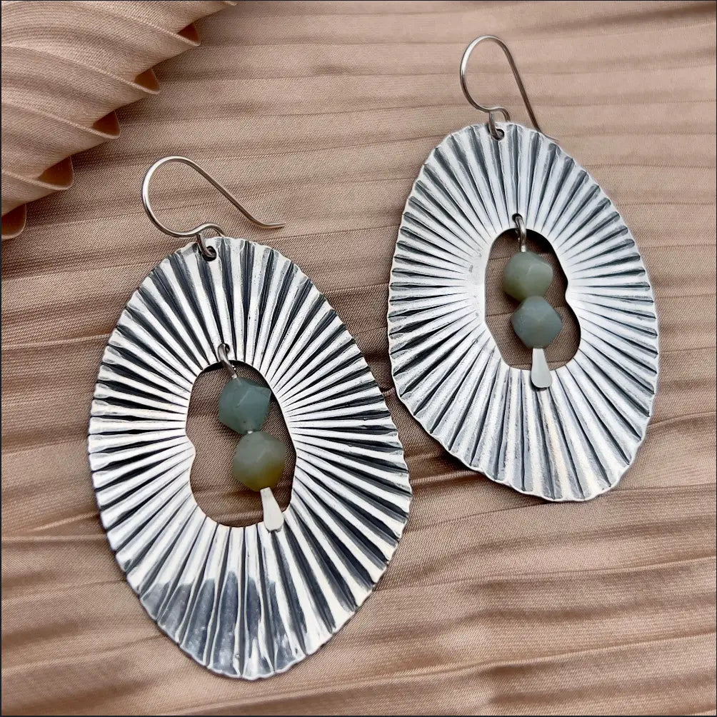 Illumination Earrings  Gold w/ Berry Ocean Jasper