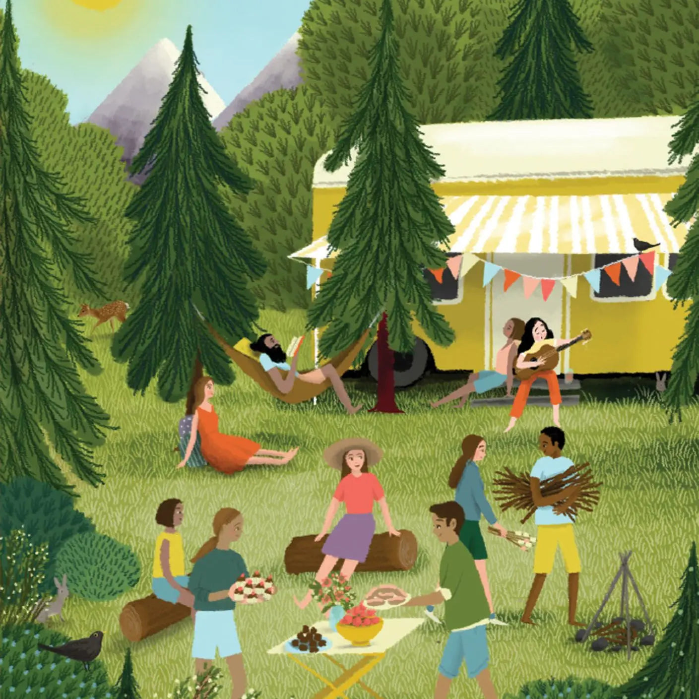 Camping with Friends Greeting Card