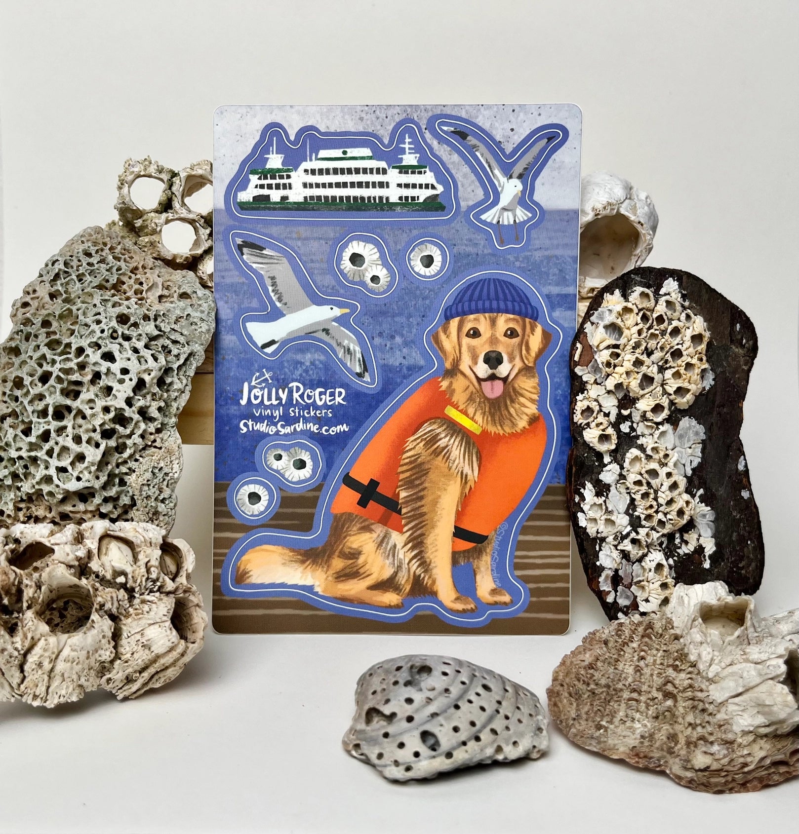 Jolly Roger, the Golden Retriever Dog Sailor, Sticker Sheet