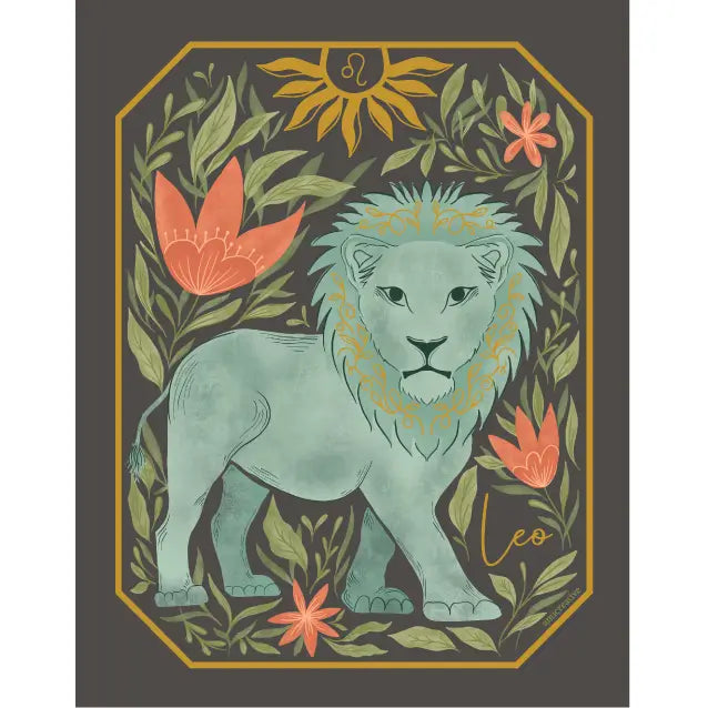 The Leo Zodiac Garden Gold Foil Greeting Card