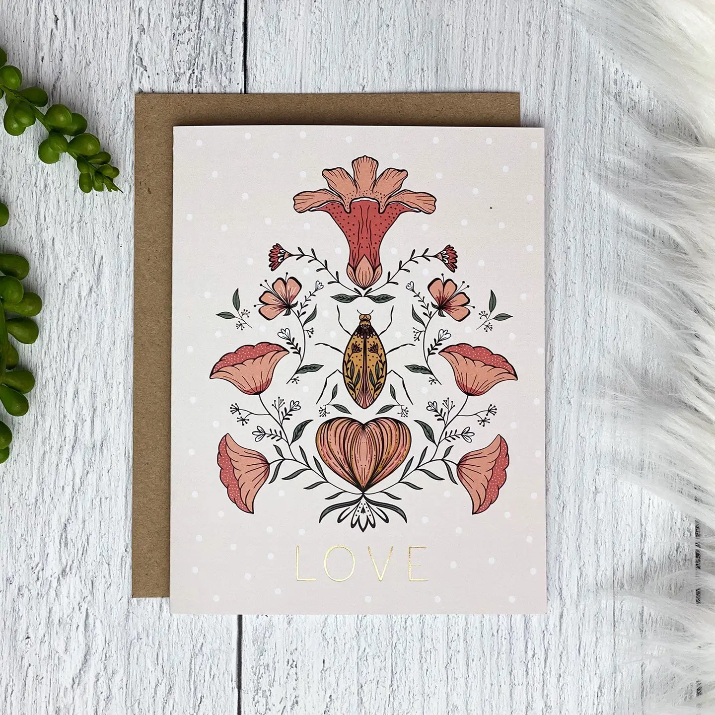 Love Bug Gold Foil Greeting Card