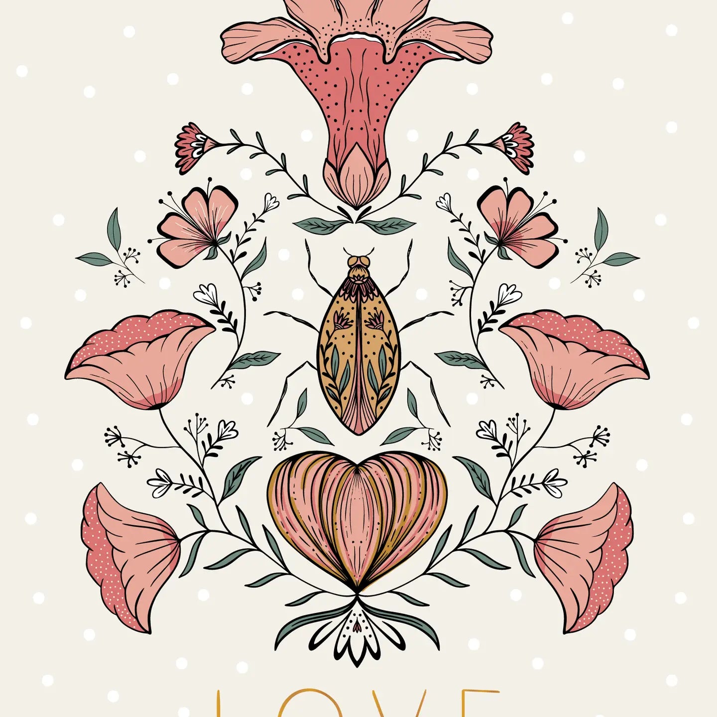 Love Bug Gold Foil Greeting Card