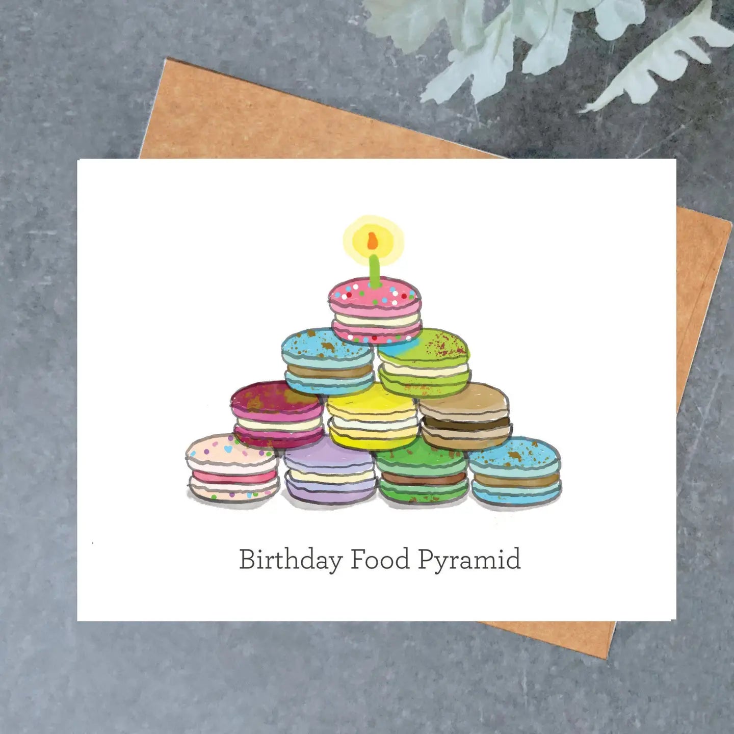 Macaron Birthday Food Pyramid Card