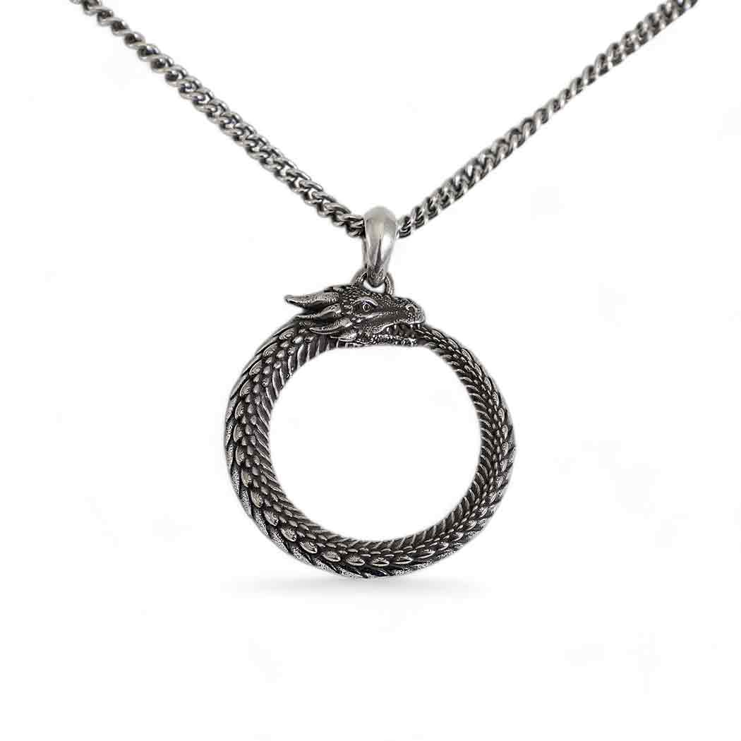 Dragon Ouroboros Sterling Silver Necklace