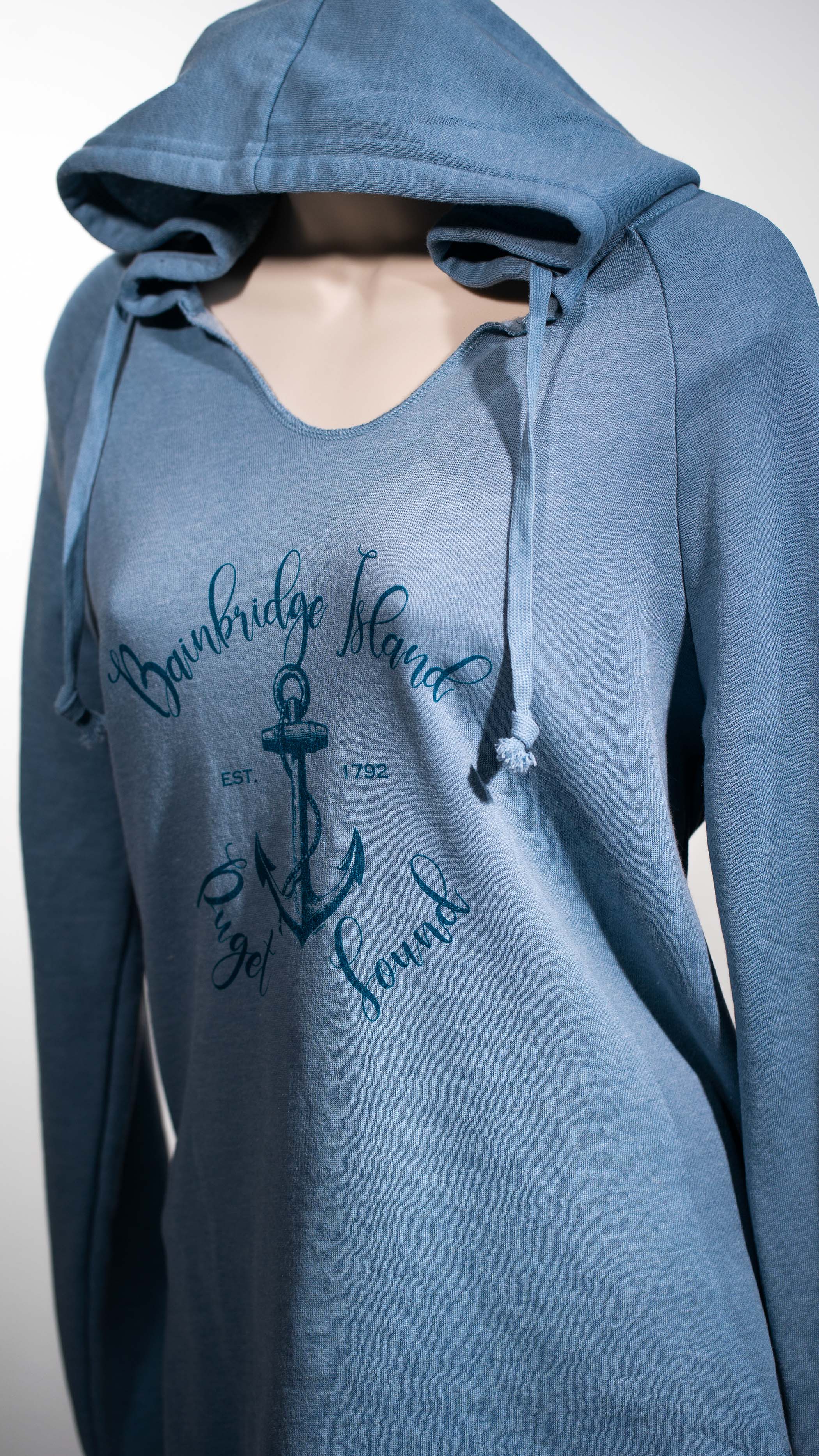 Port Townsend Anchor Hoodie- Light Blue