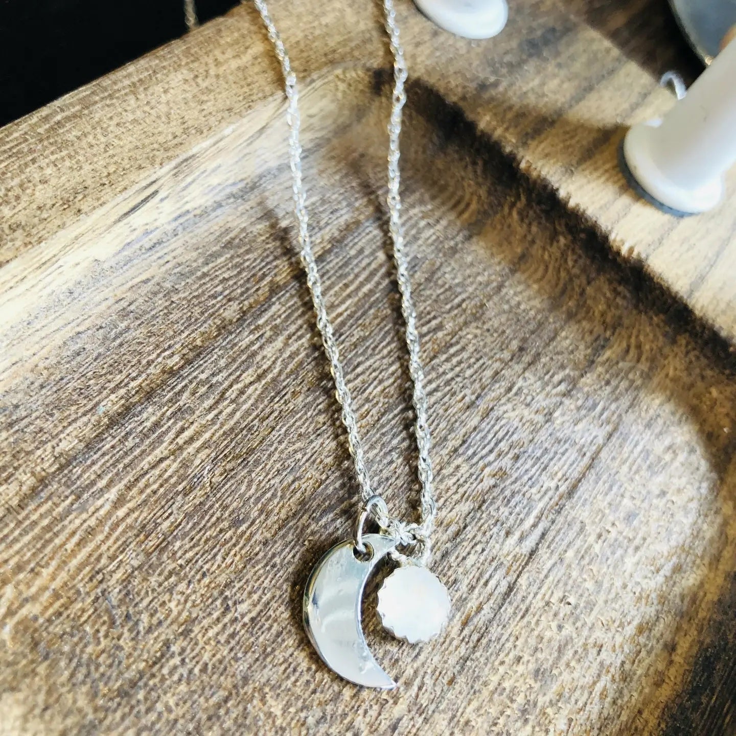 Moon and Stars Necklace with Moonstone