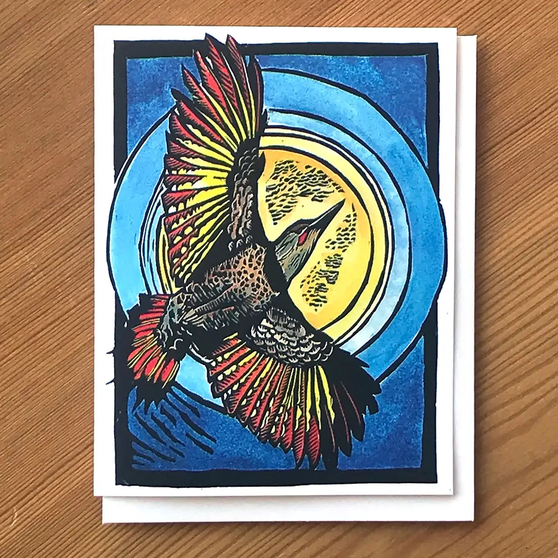 Flying Into the Light (Northern Flicker) Greeting Card