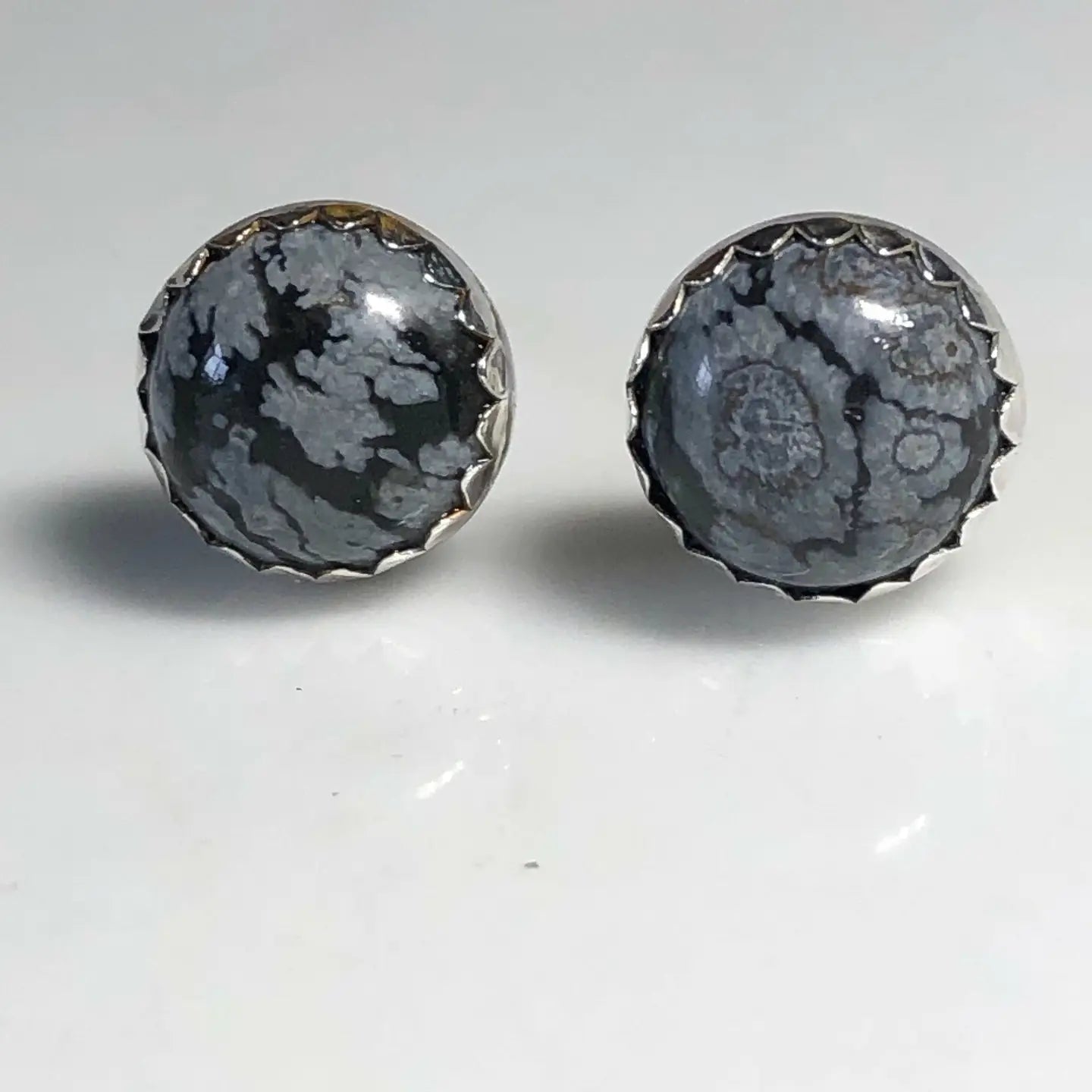 Snowflake Obsidian Stud Earrings