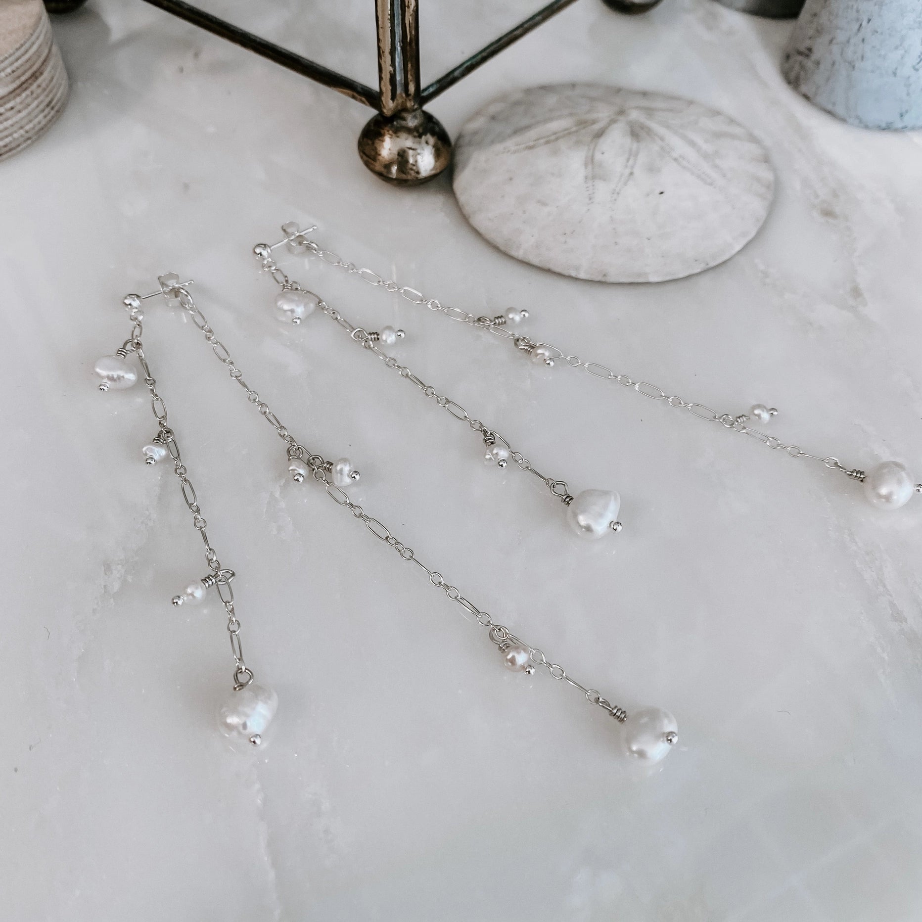 Ocean Eyes Pearl Earrings (Sterling Silver)