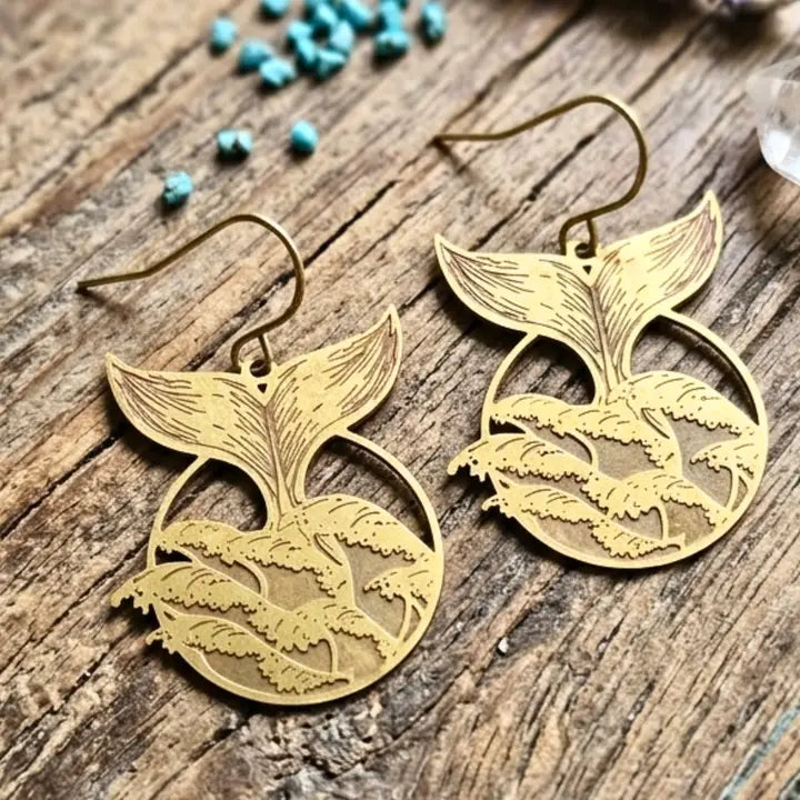 Ocean Wanderer Whale Tail Earrings