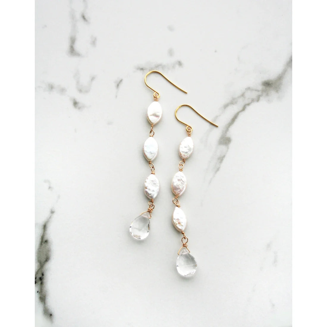 Oval Pearl Drop Earrings